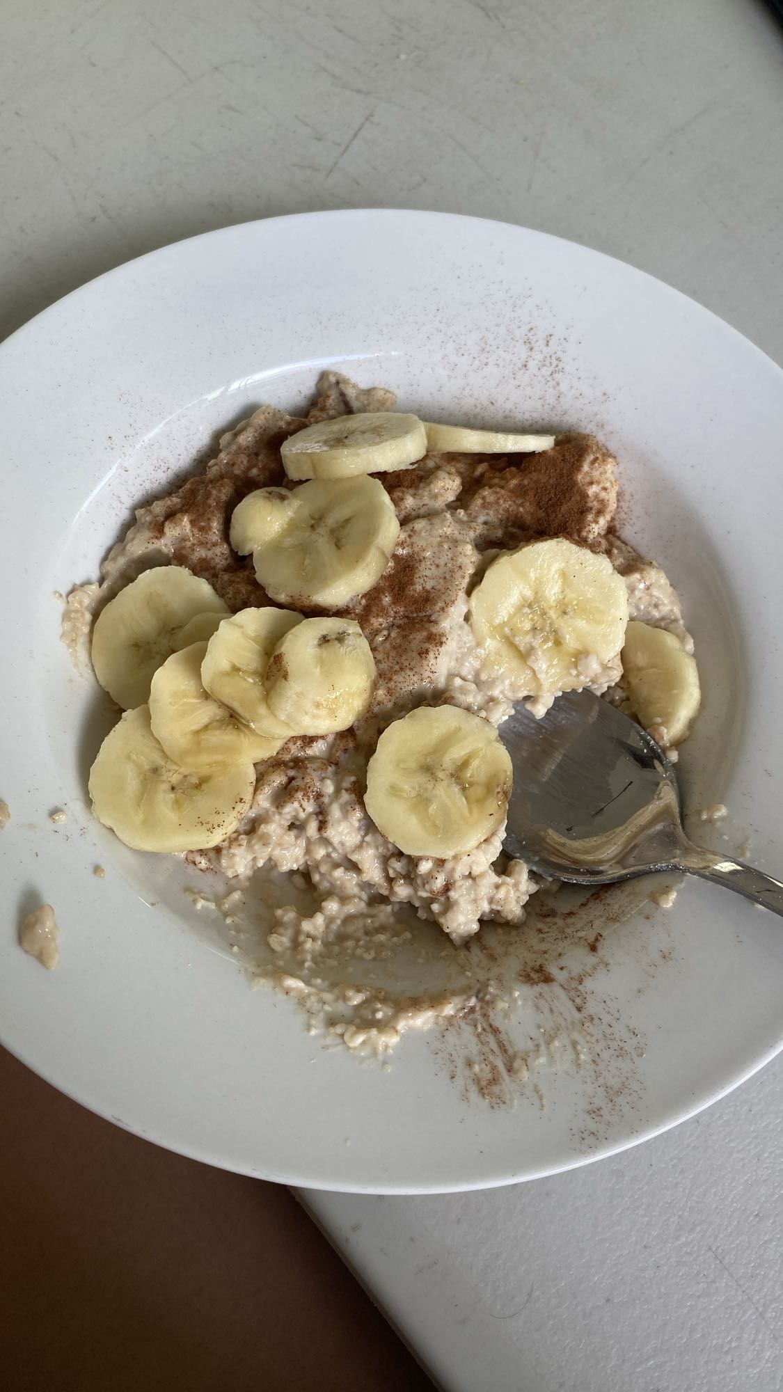 Avena con plátano y canela