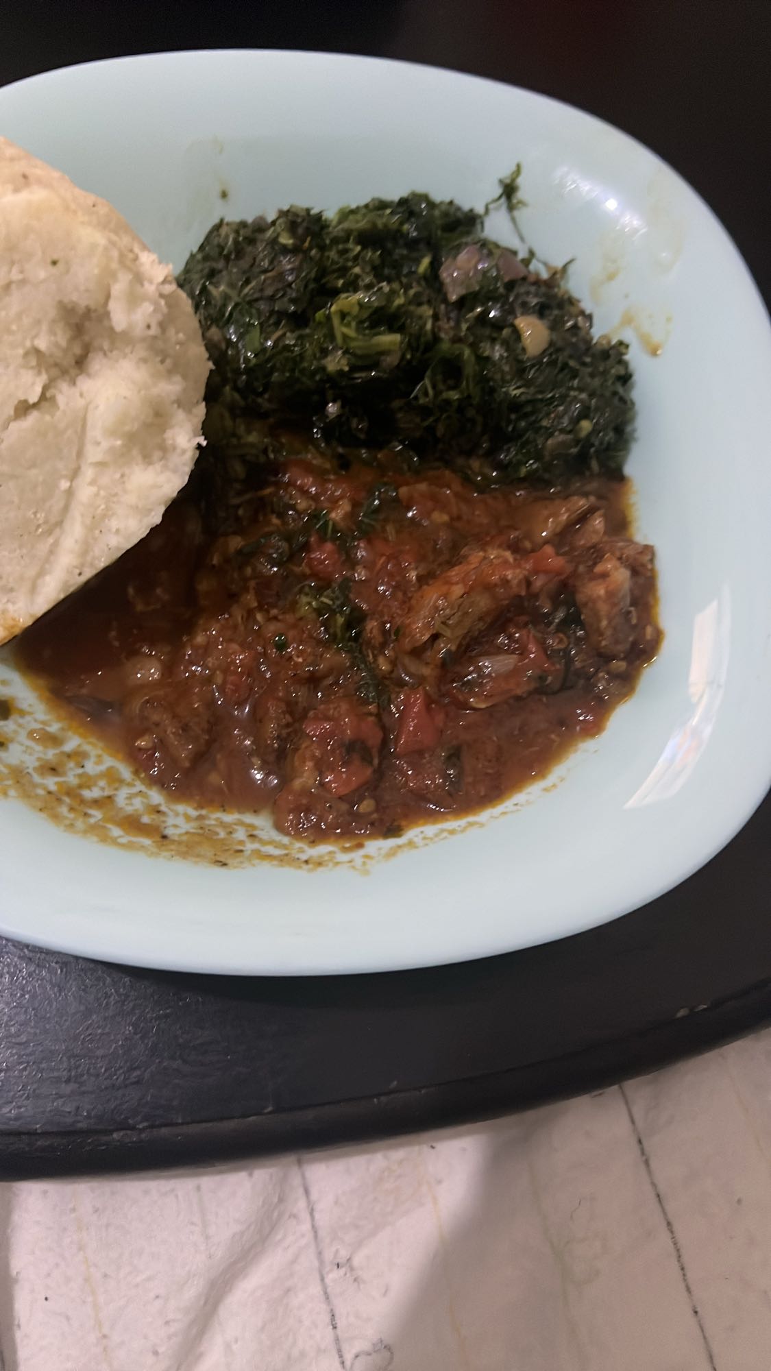 Ugali with greens & stew