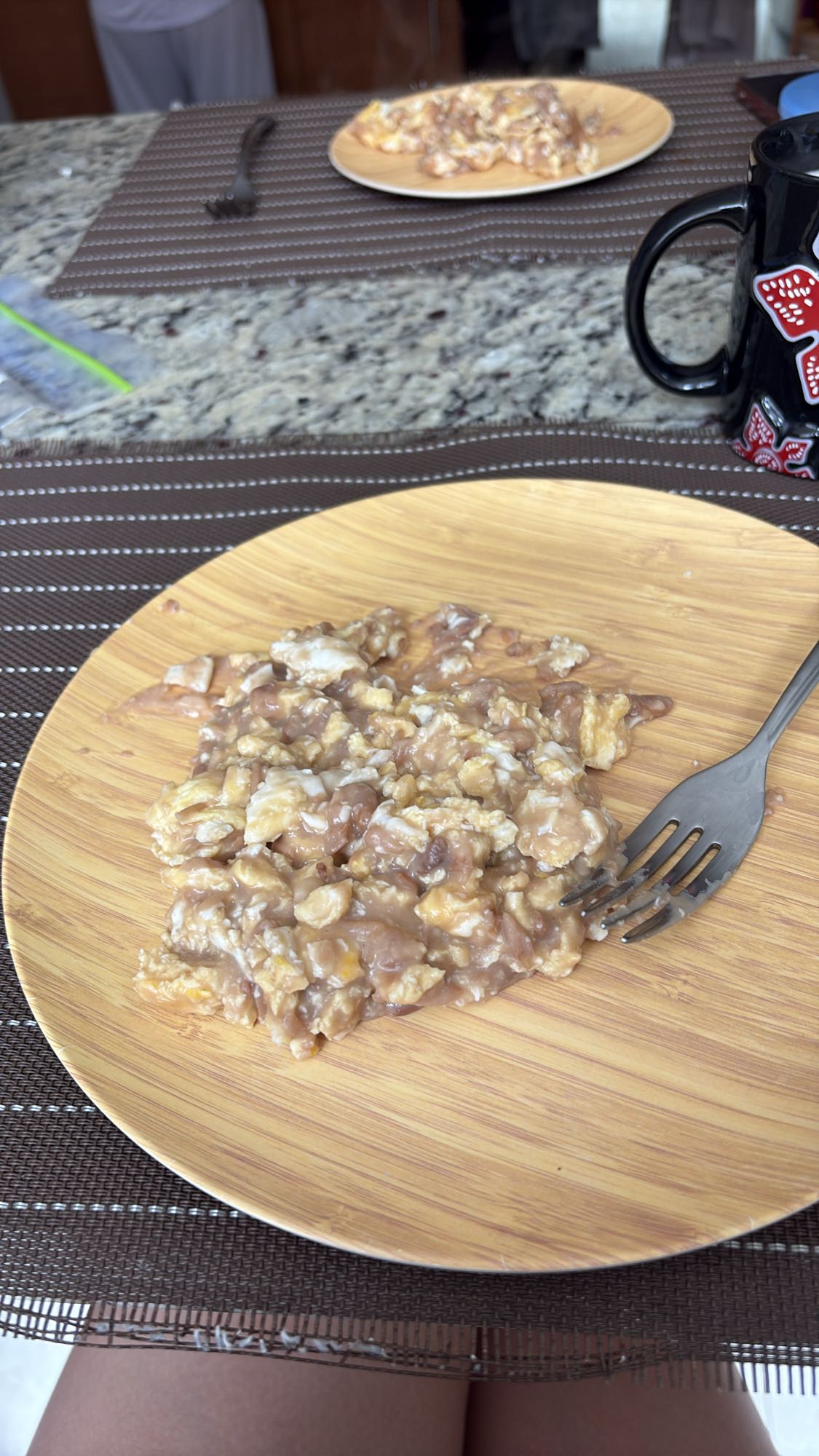 Eggs with refried beans