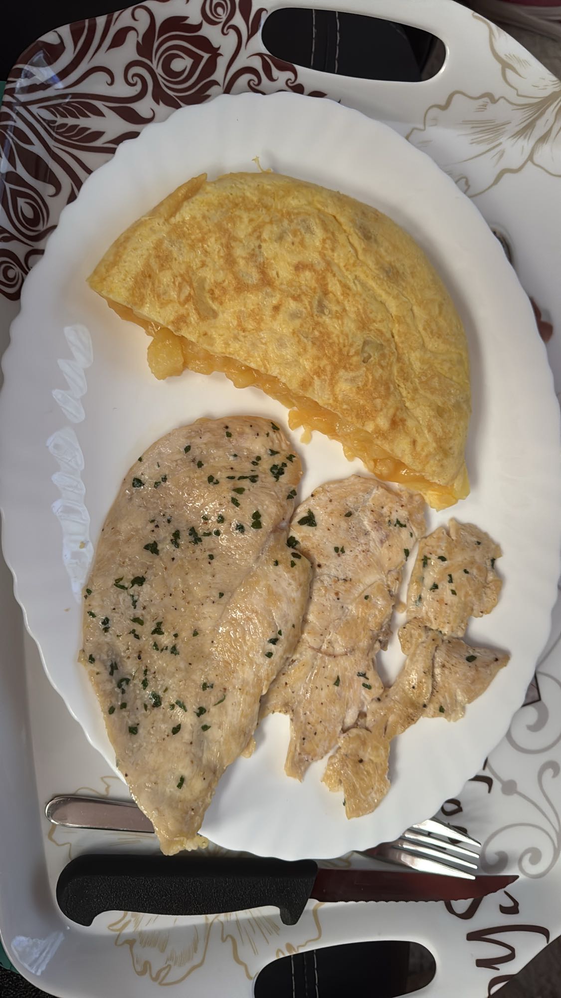 Pechuga y tortilla de patata sin queso
