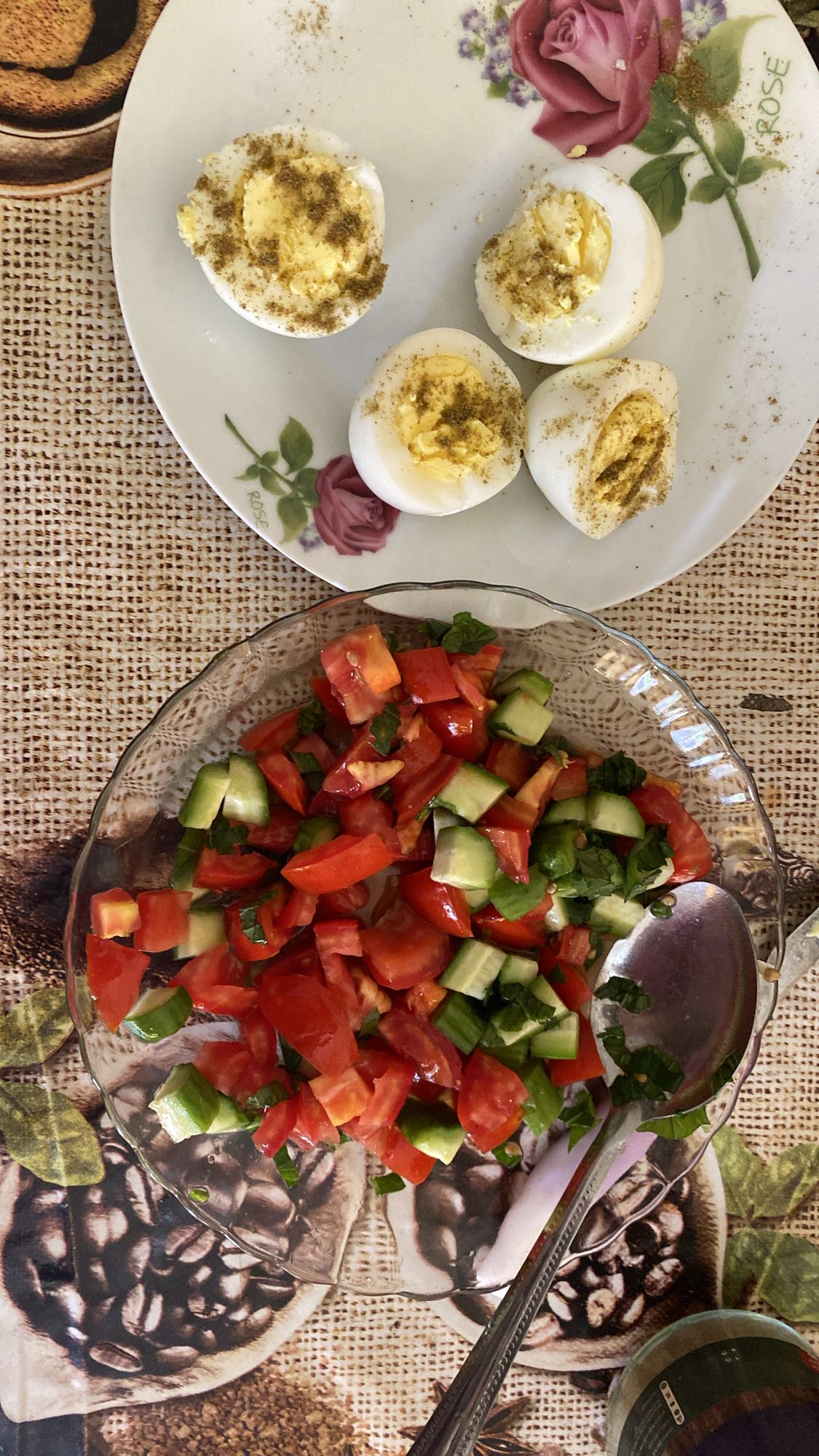 Eggs with salad
