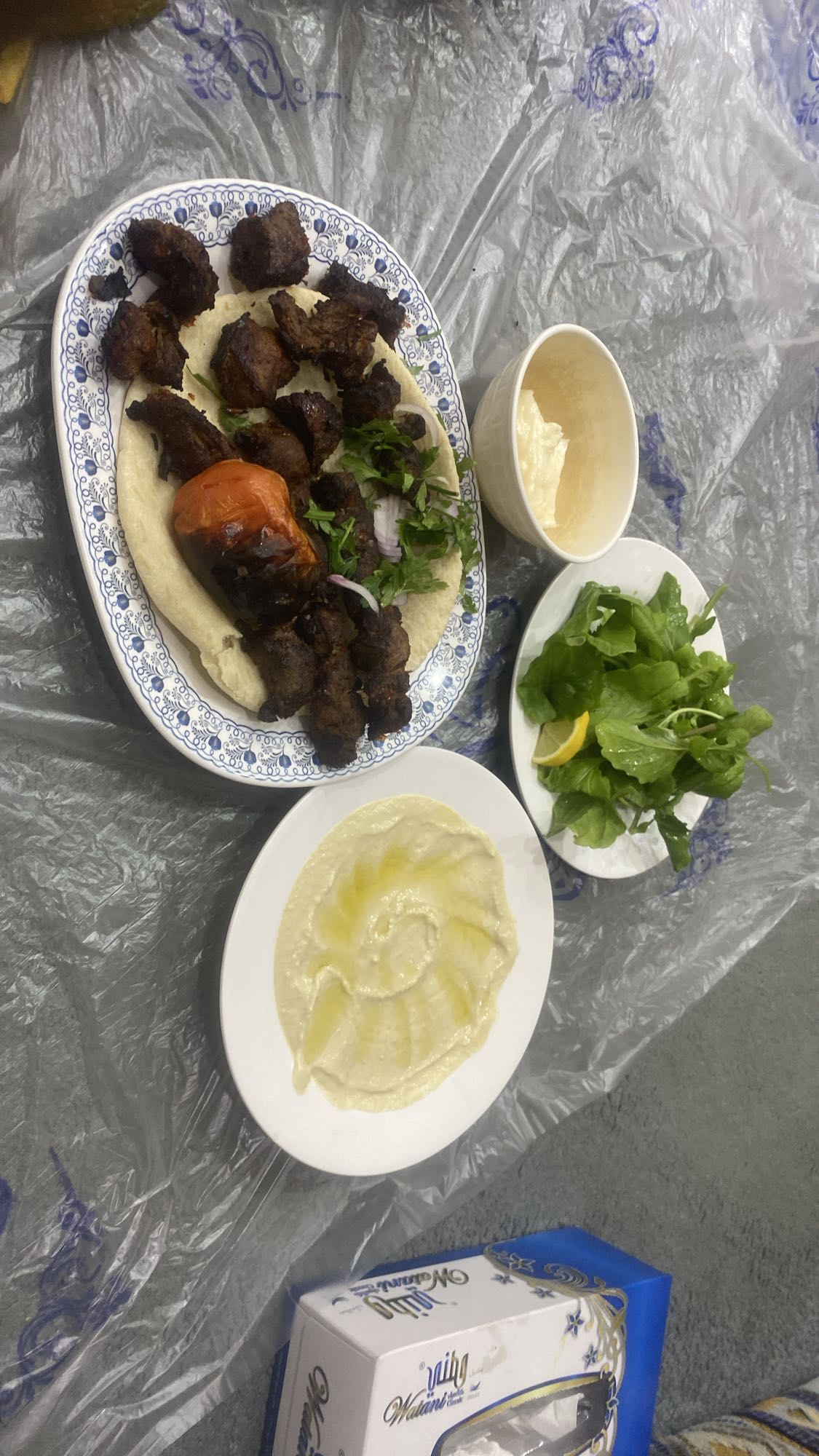 Grilled Meat with Hummus