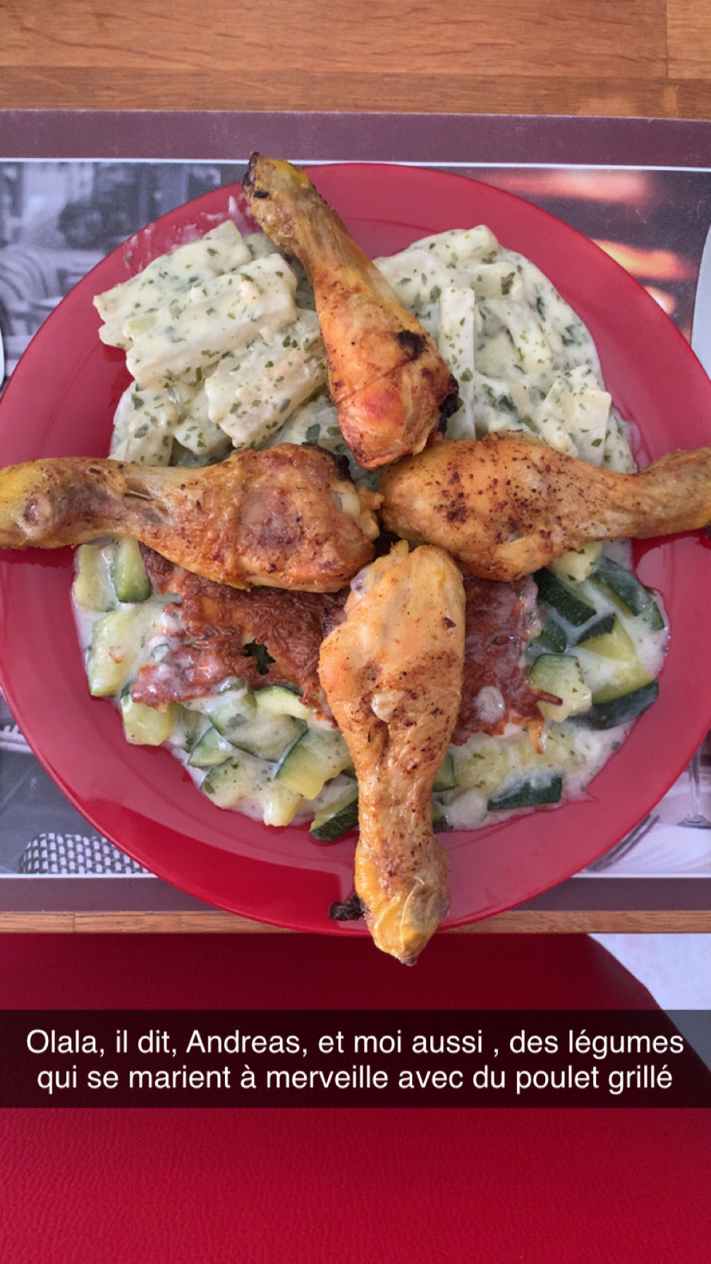 Poulet grillé et légumes