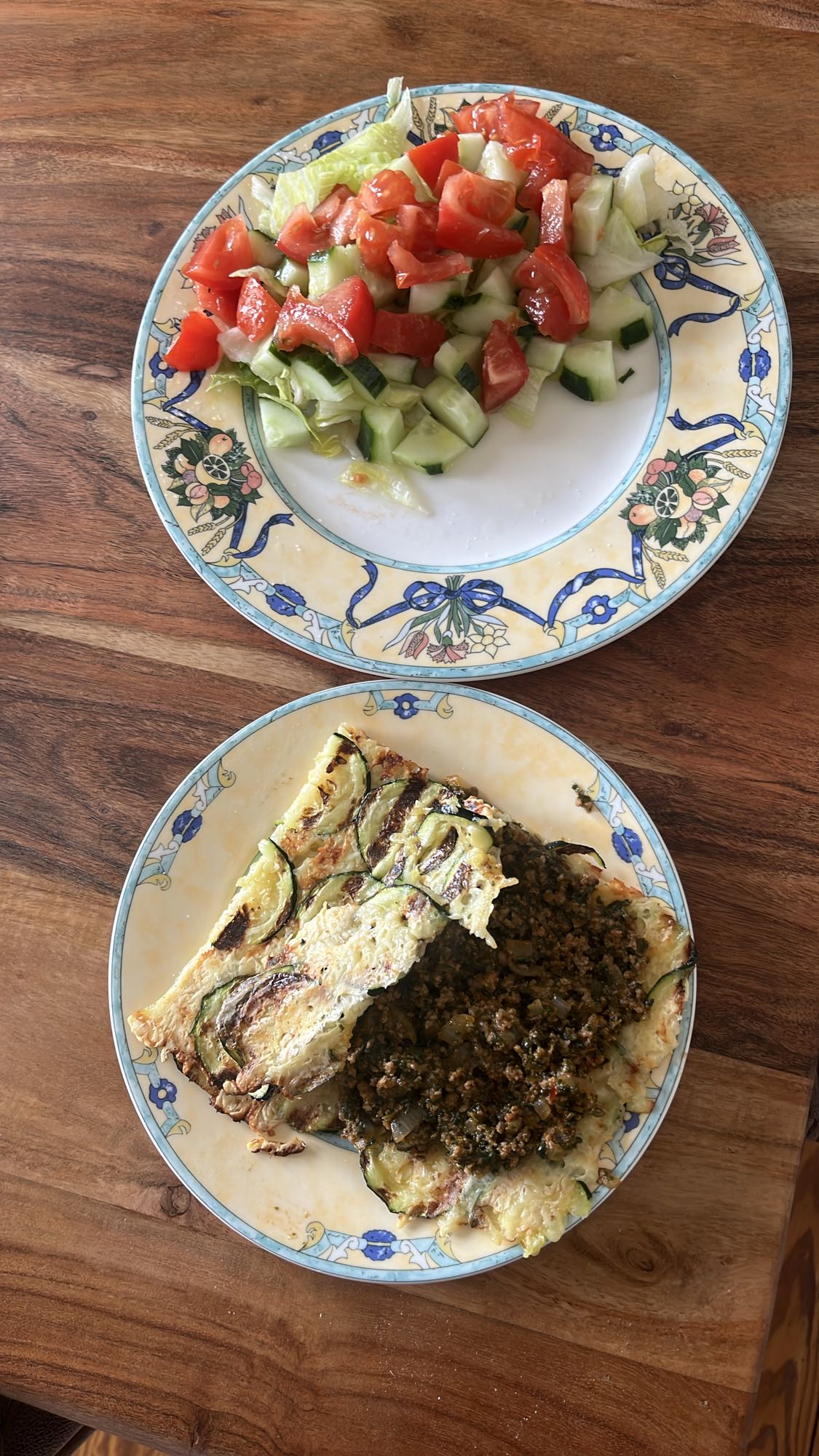 Zucchini beef bake & salad