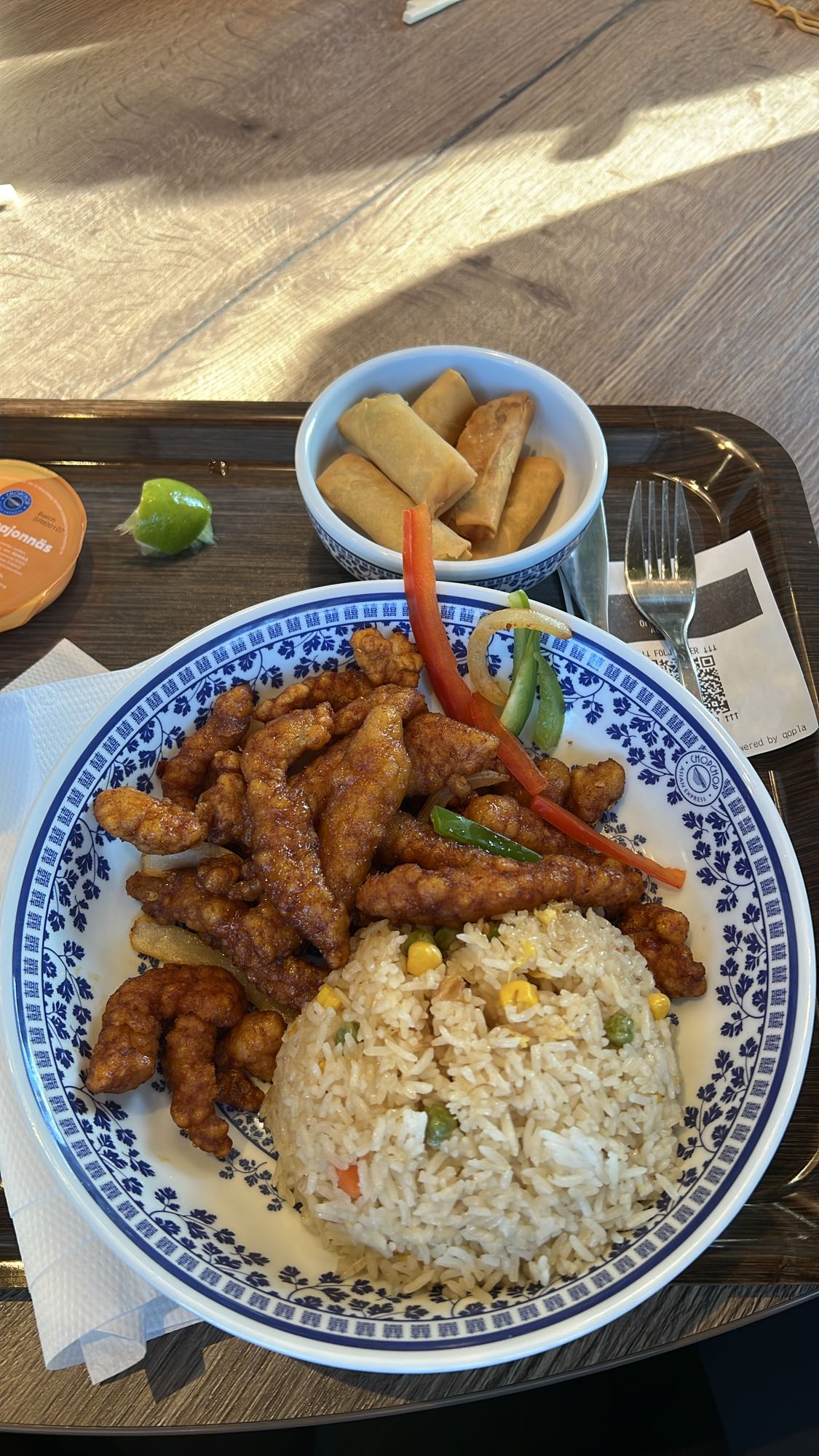 Friterad kyckling med ris