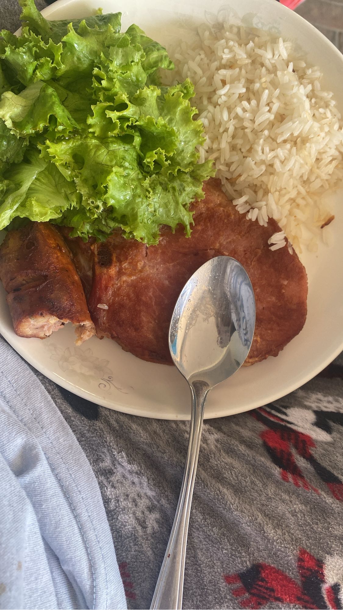 Plato con arroz y carne