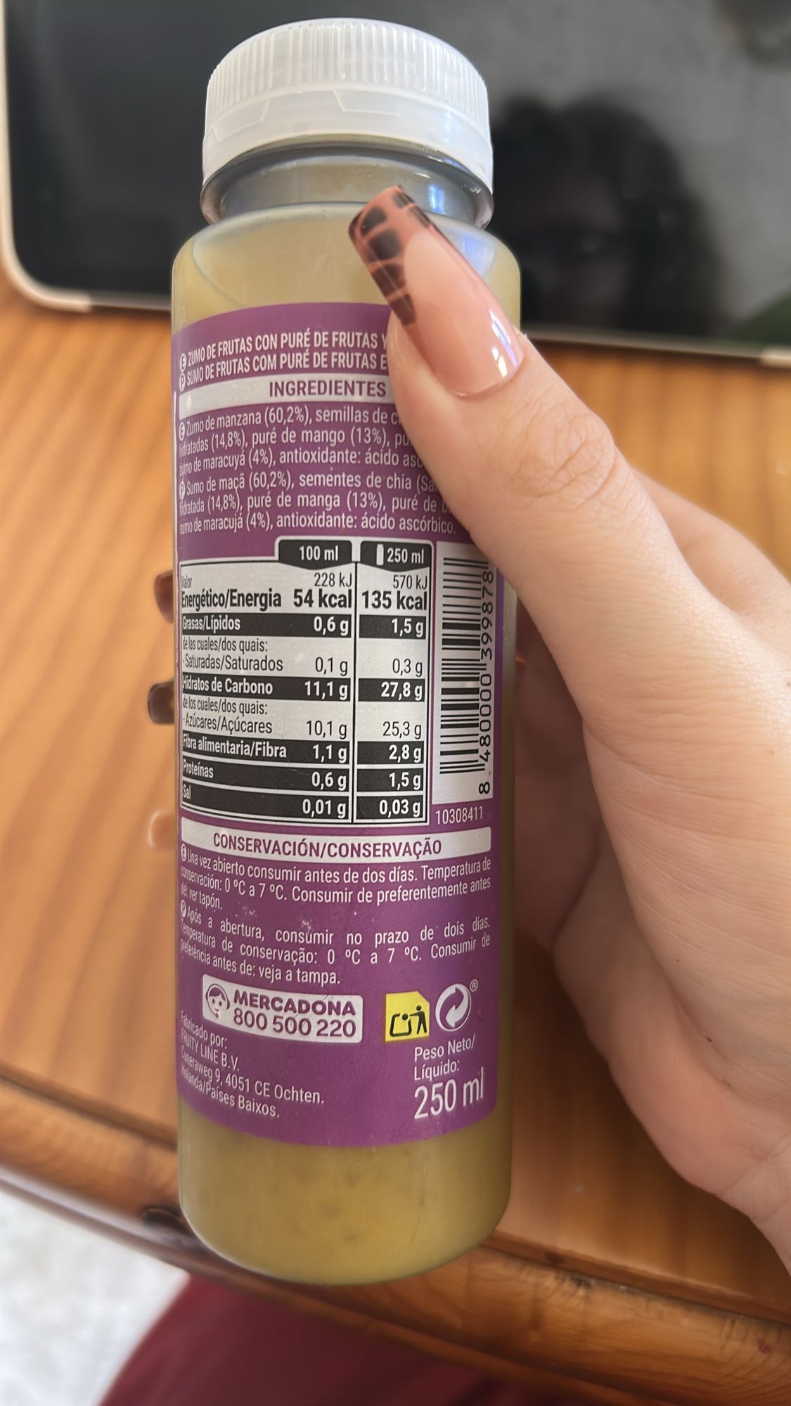 Zumo frutas y semillas