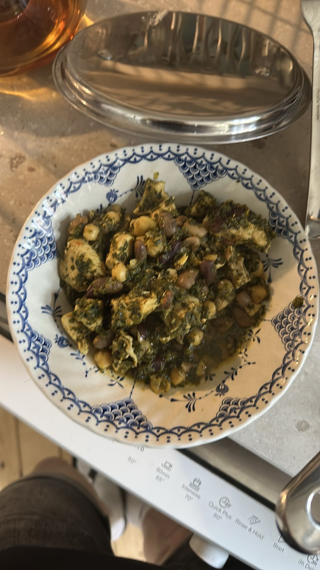 Kyckling med bönor och spenat