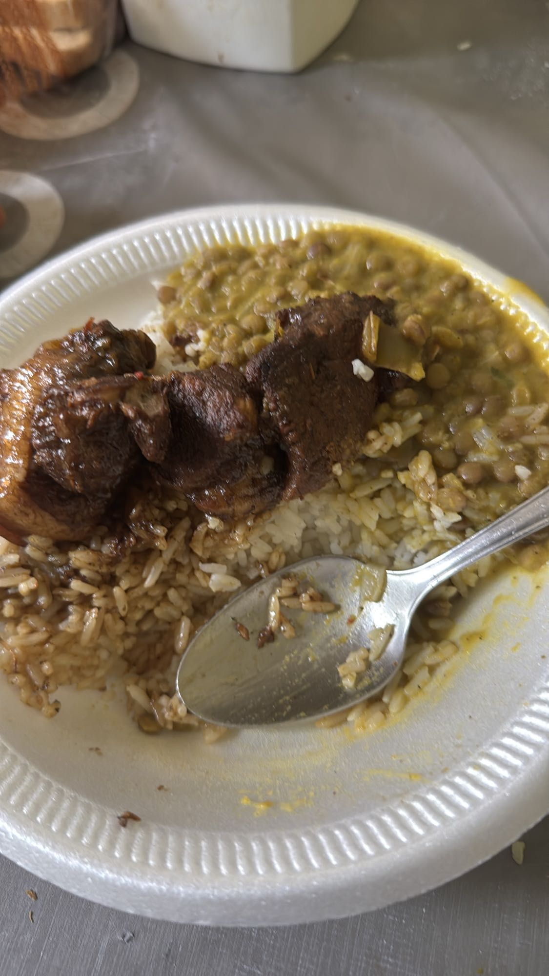Beef, rice and lentils