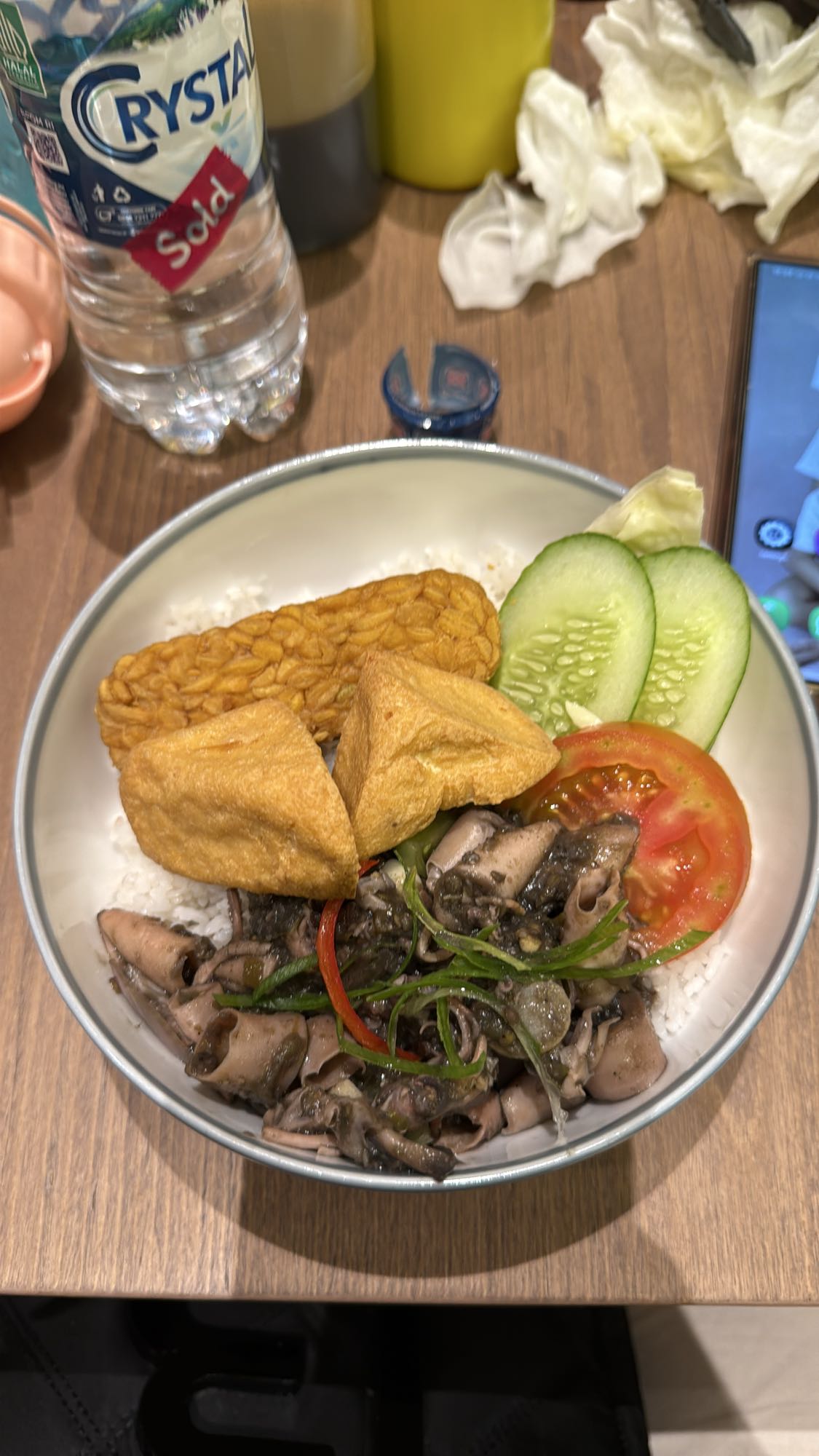 Squid rice bowl with tofu