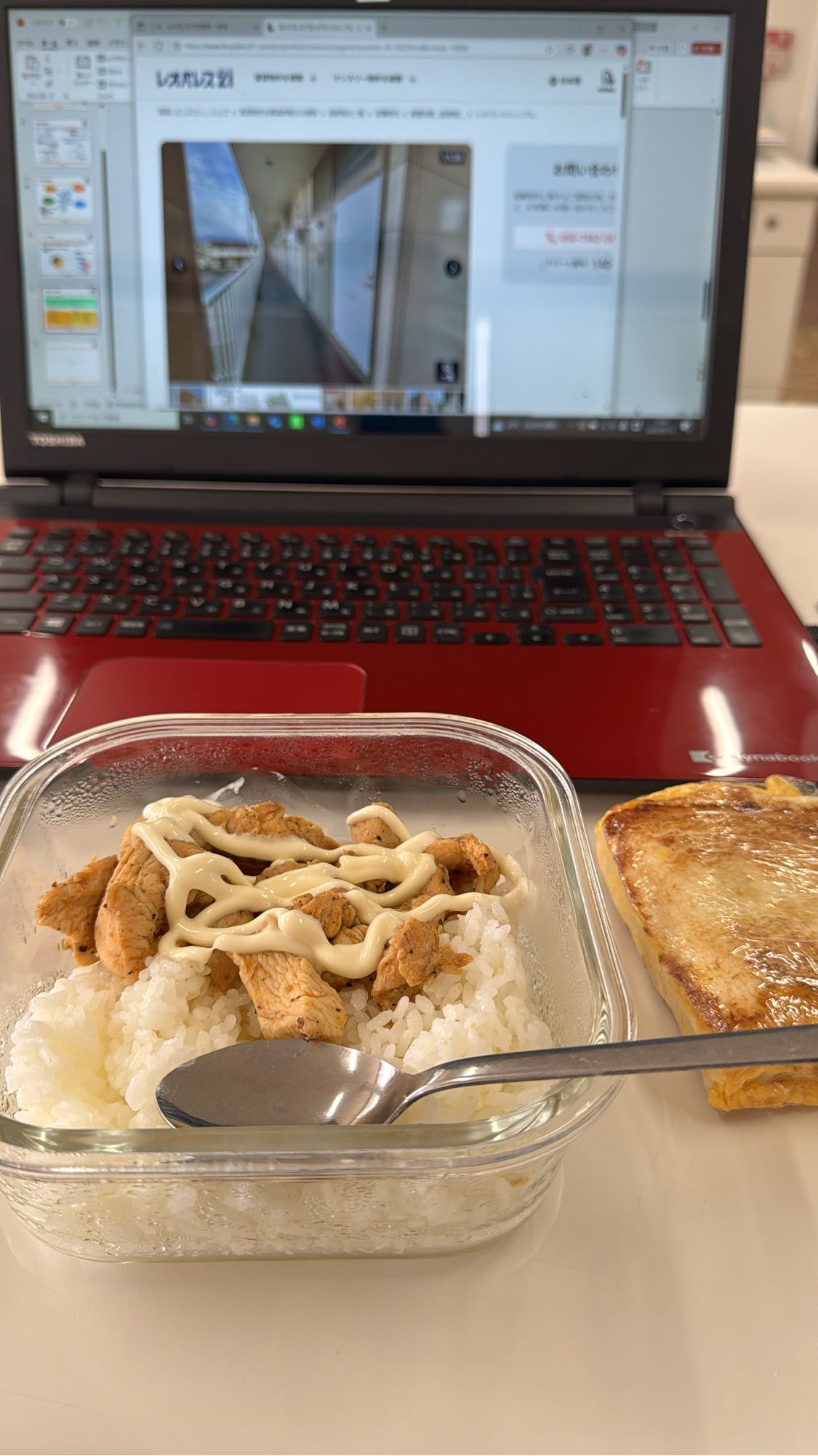 Pollo con arroz y pan tostado