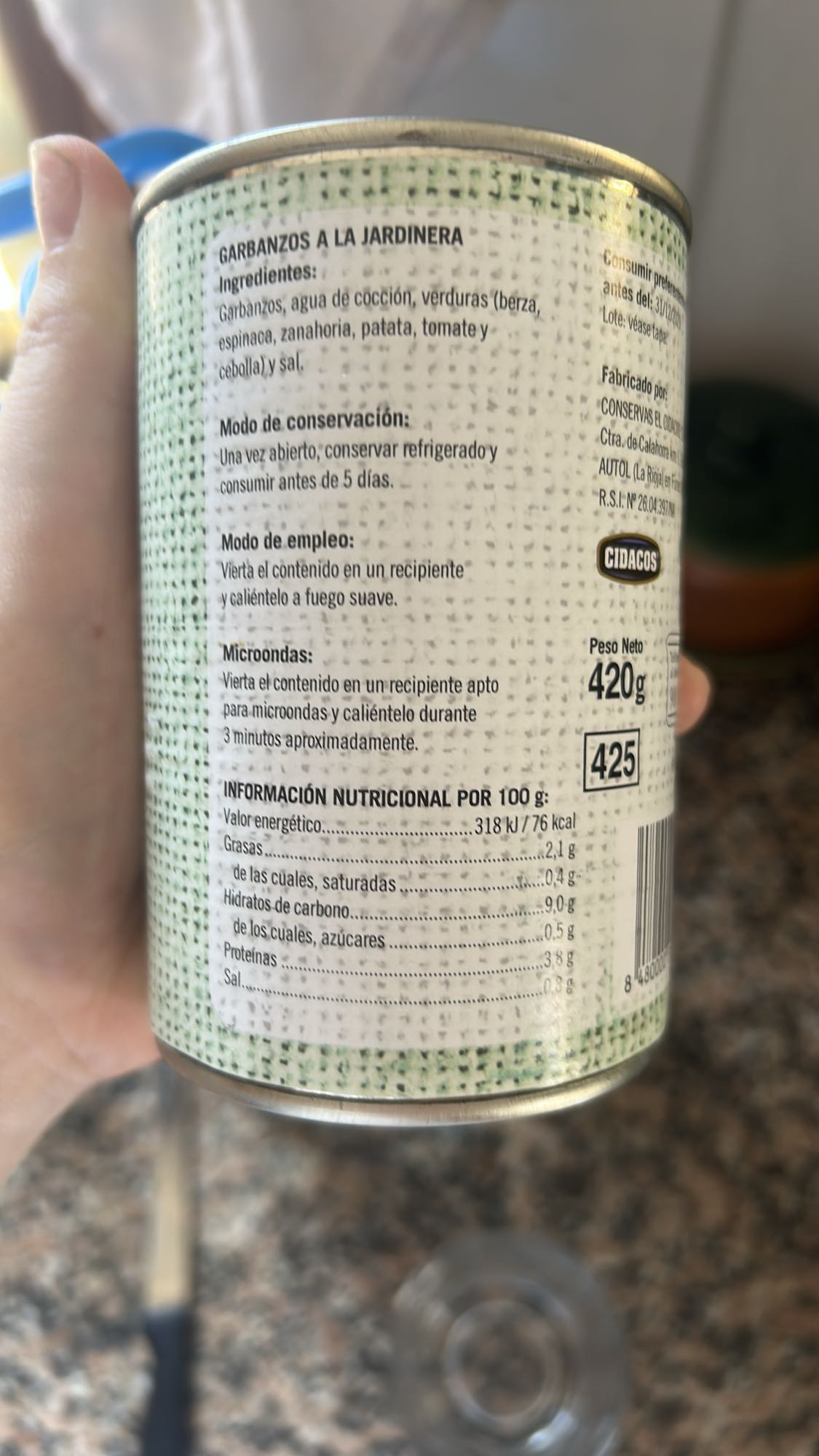 Garbanzos a la jardinera