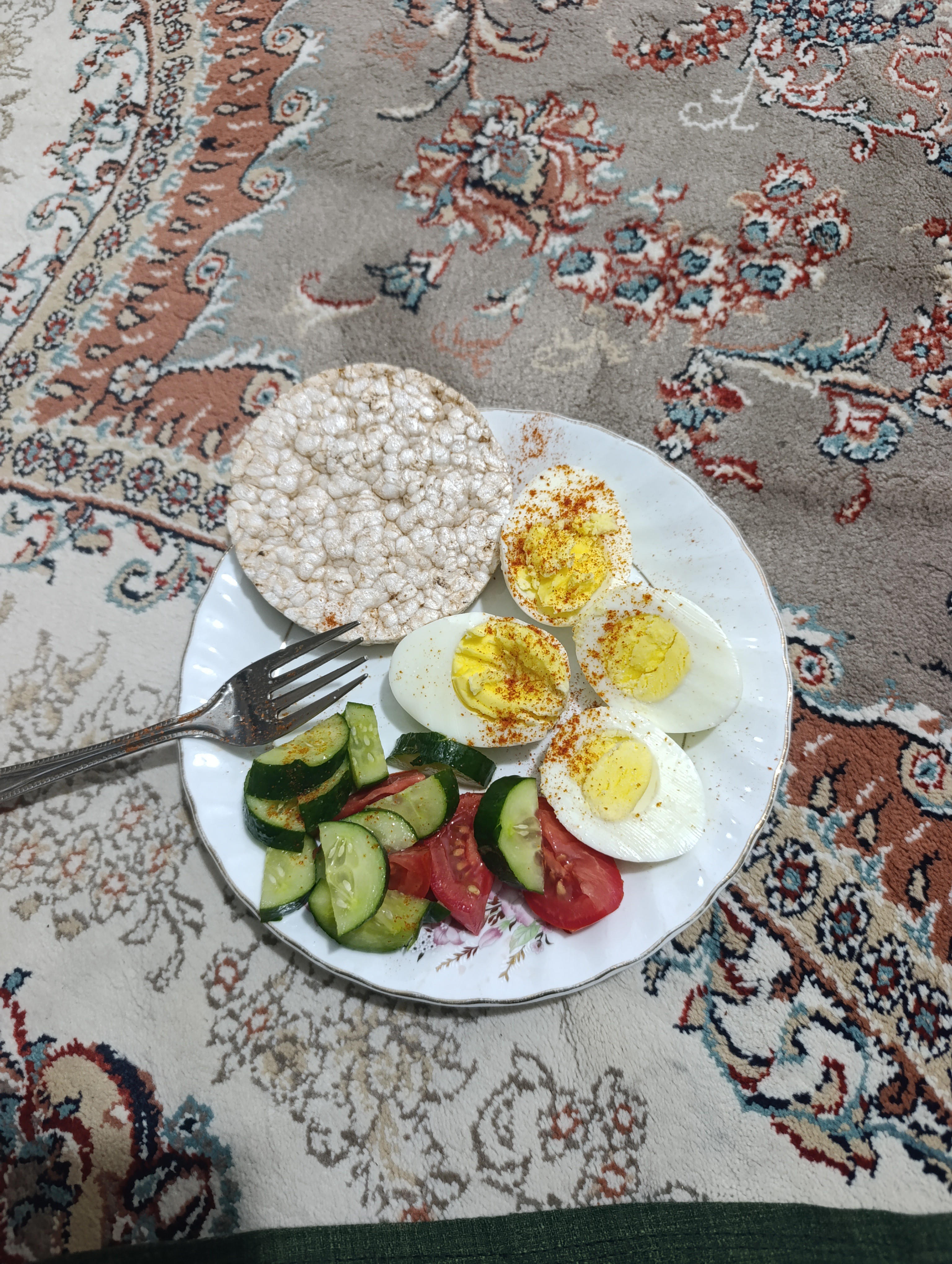 Eggs, Rice Cake, Veggies