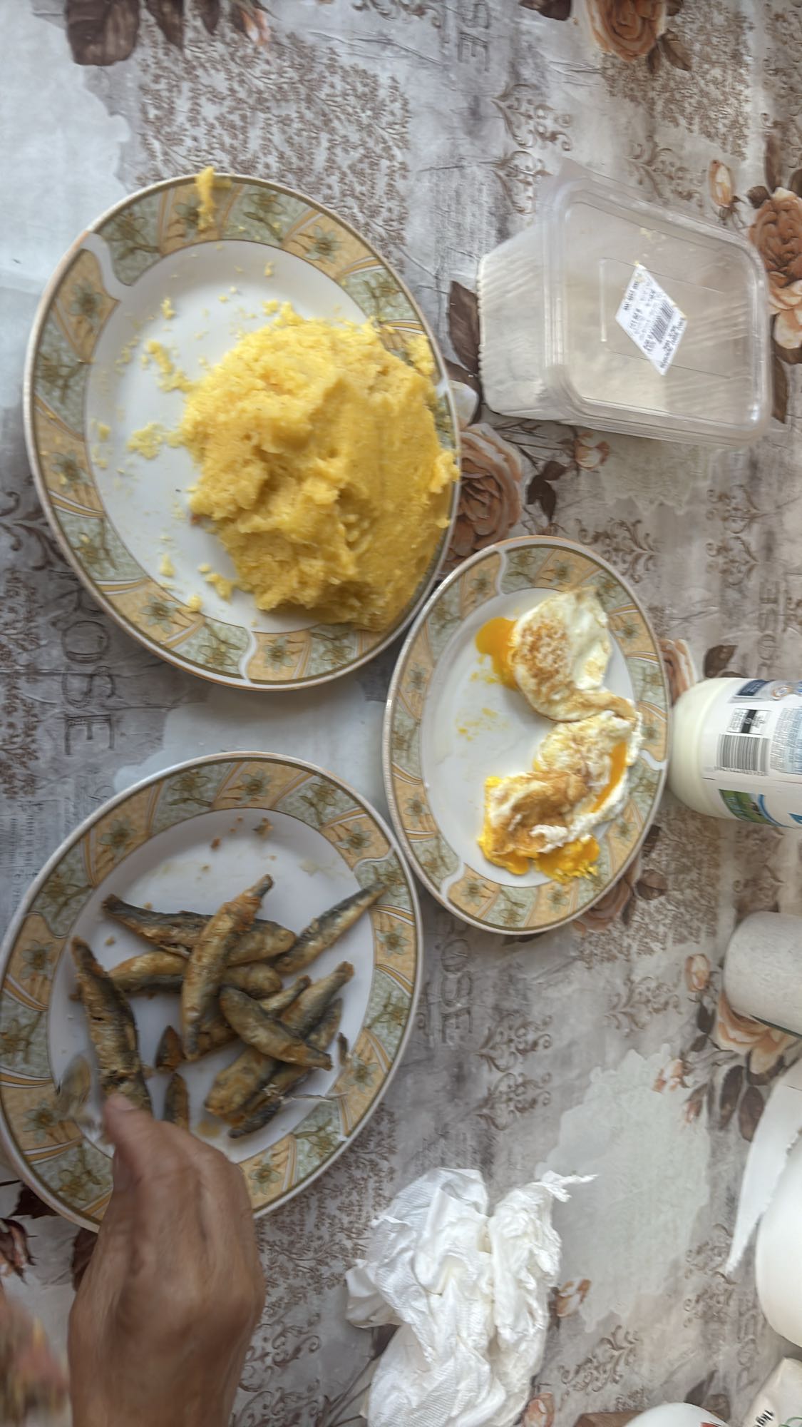 Pește cu mămăligă și ou