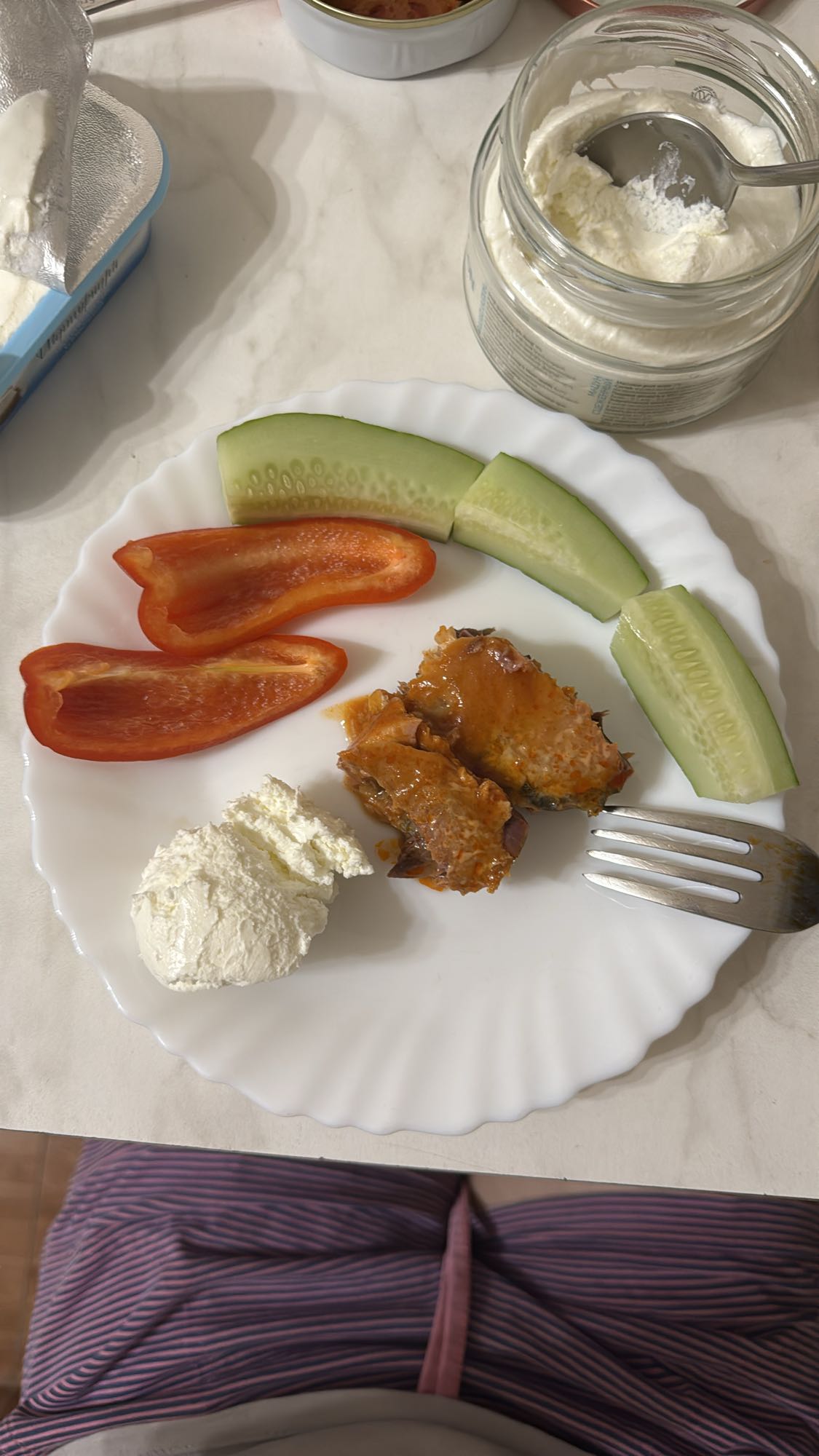 Fish, veggies & cheese plate