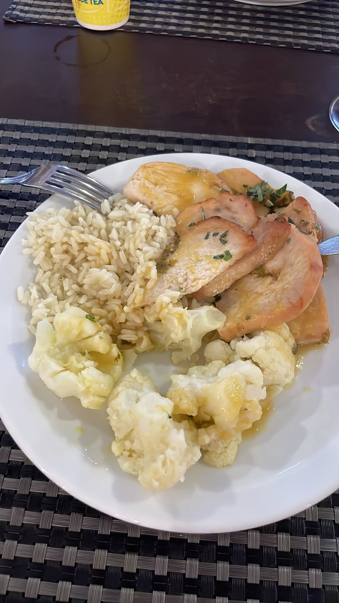 Poulet, riz et chou-fleur