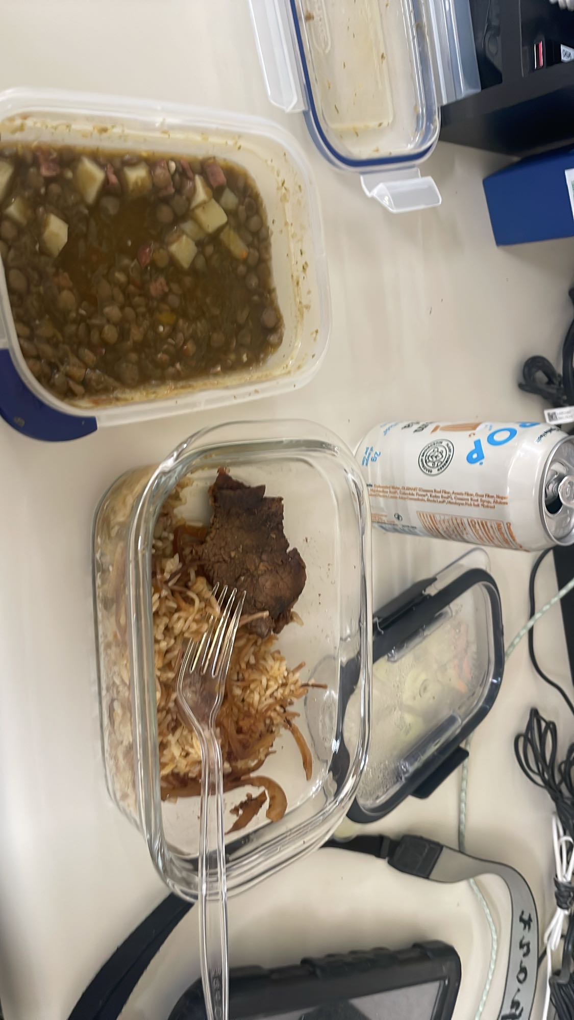 Beef, rice, lentil stew