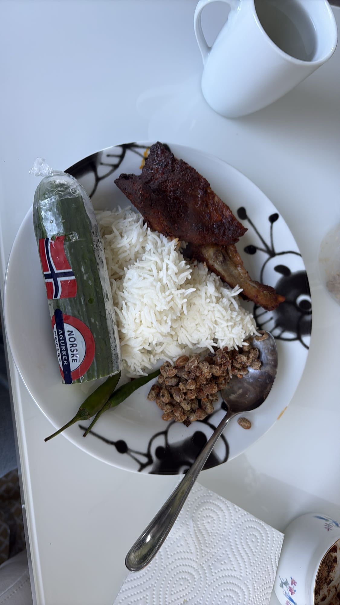 Rice with pork and cucumber