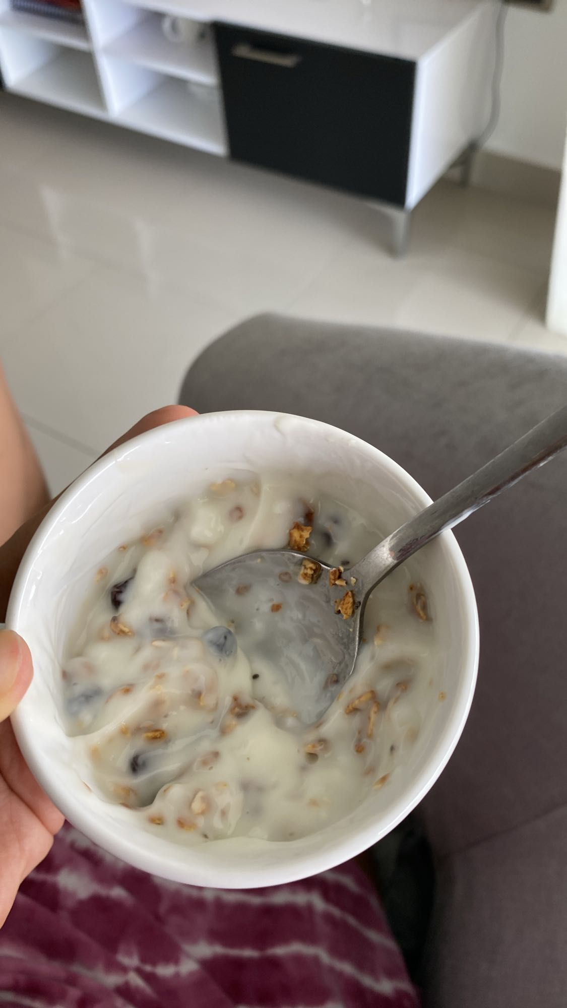 yogur con granola y pasas