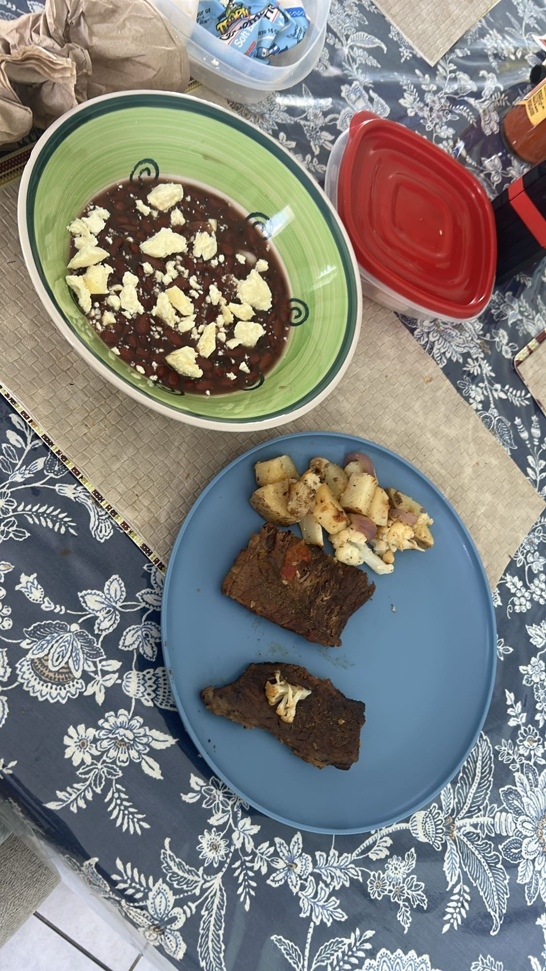 Beef, beans, cheese, veggies