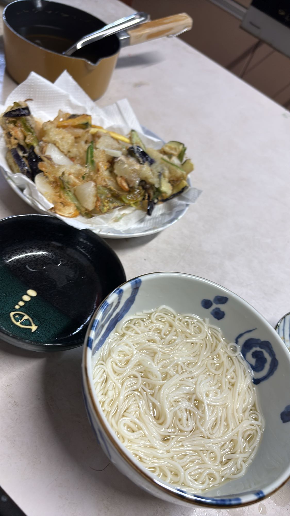 そうめんと野菜天ぷら