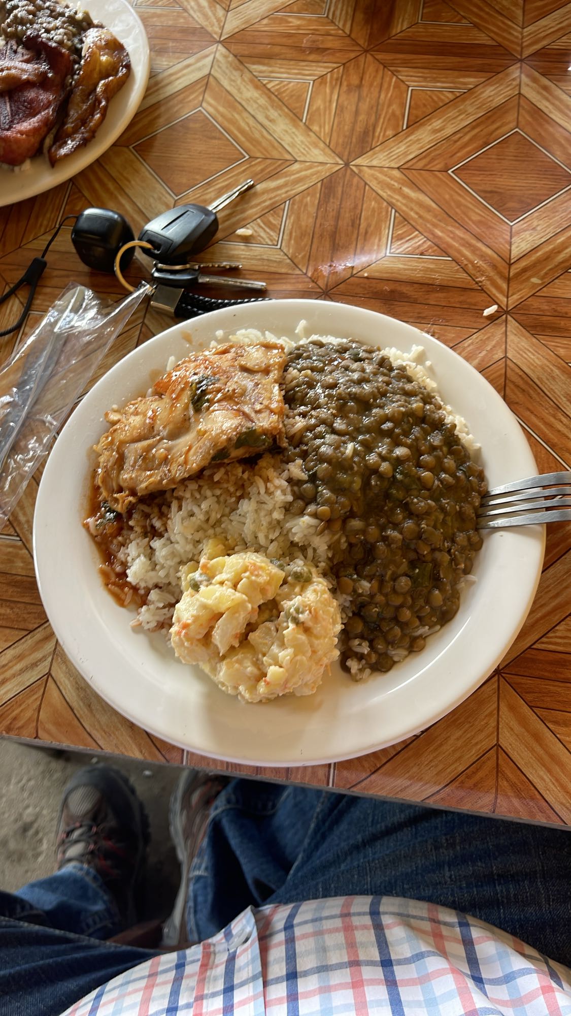lentejas con arroz y pollo