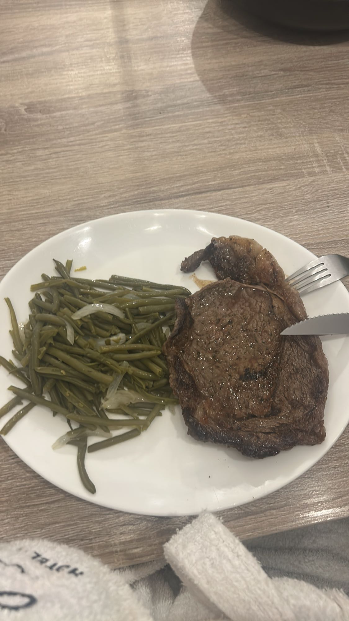 Steak et haricots verts