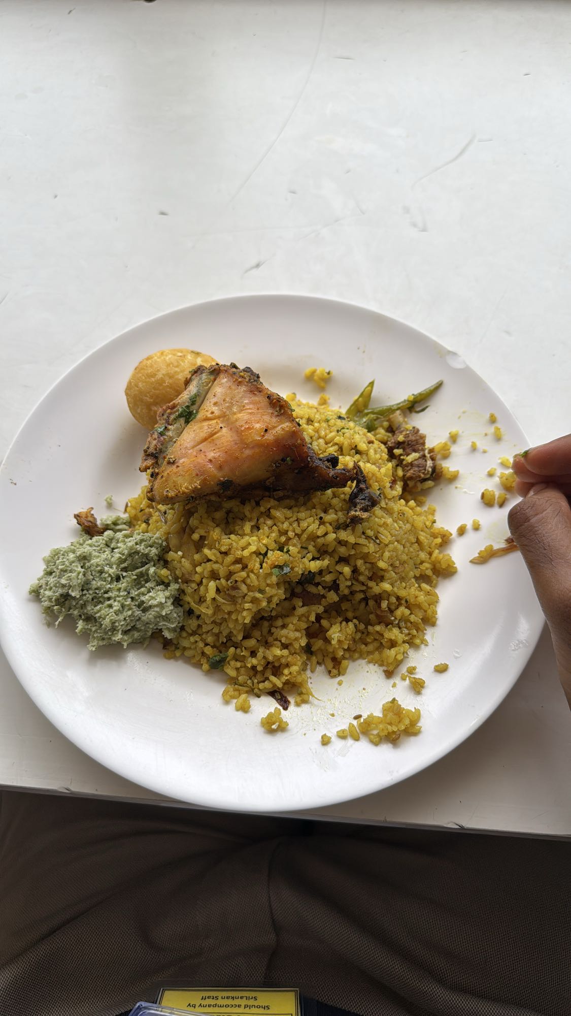 Chicken biryani plate