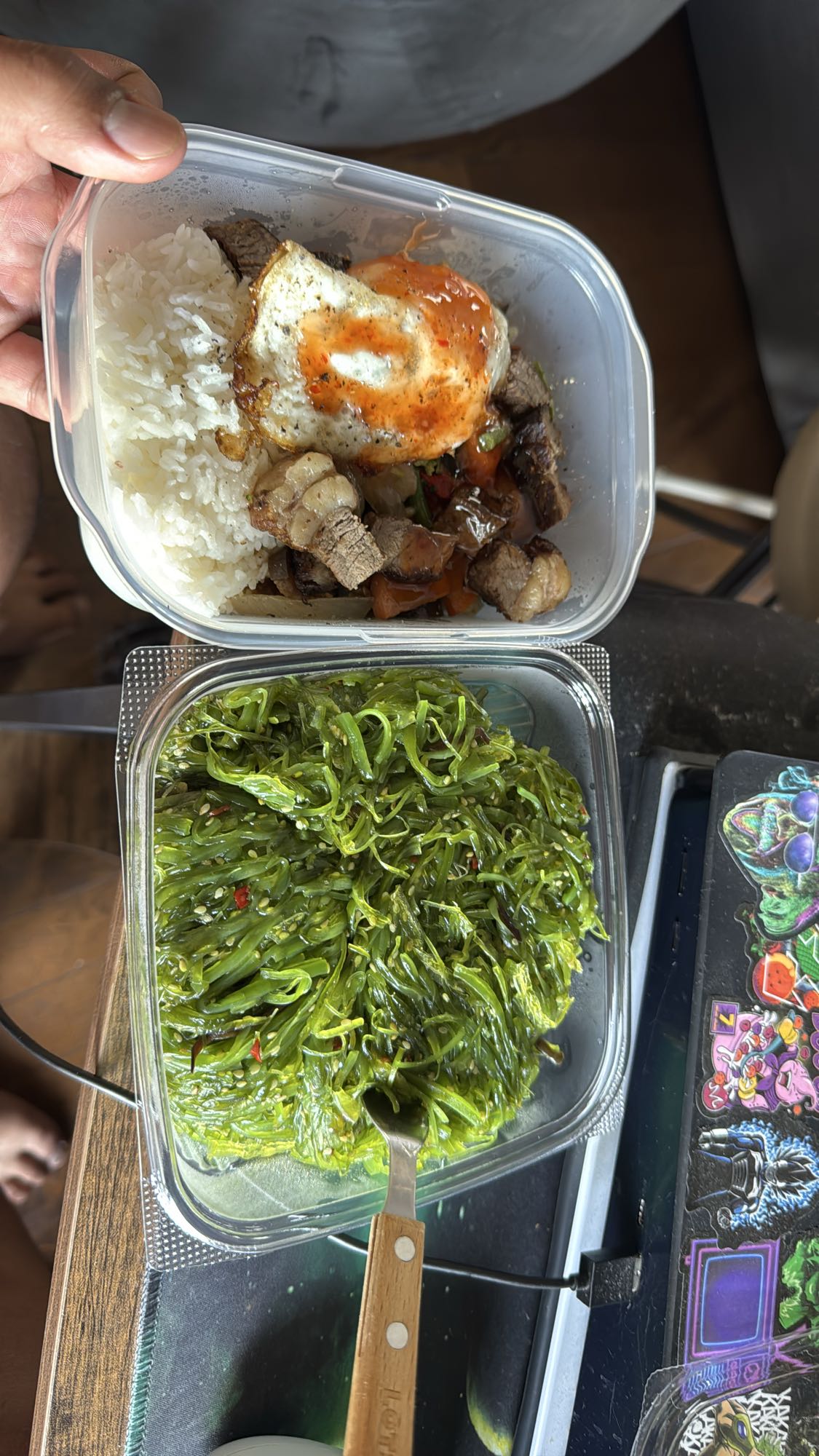 Rice, beef, egg & seaweed
