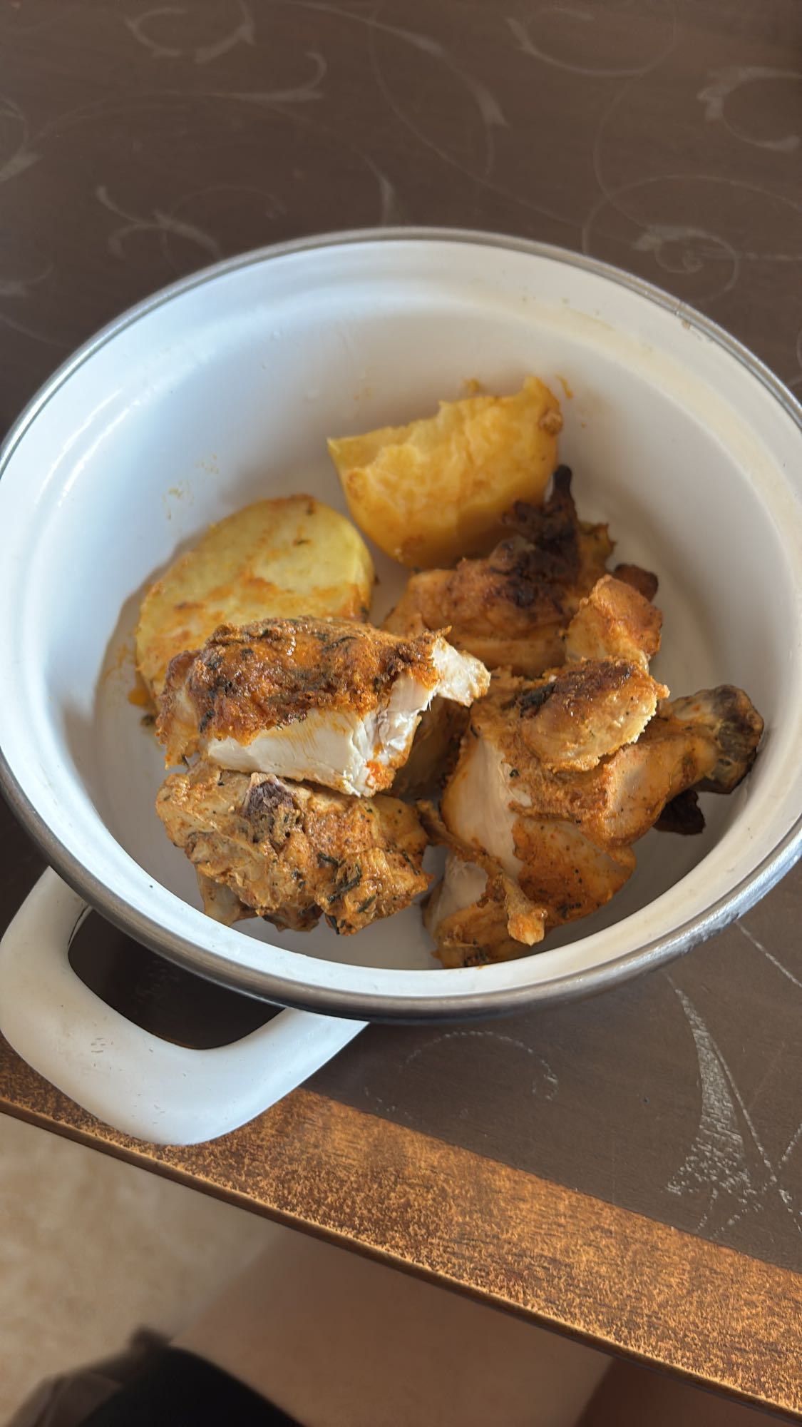 Roast chicken and potatoes