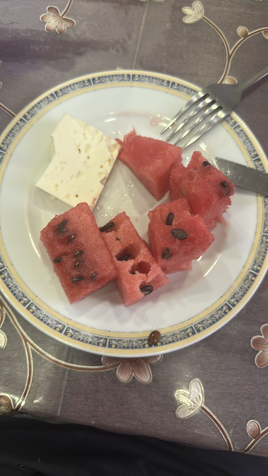 Watermelon and cheese plate