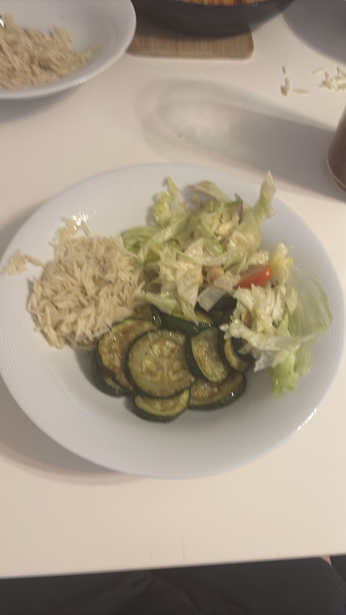 Riz, courgettes et salade