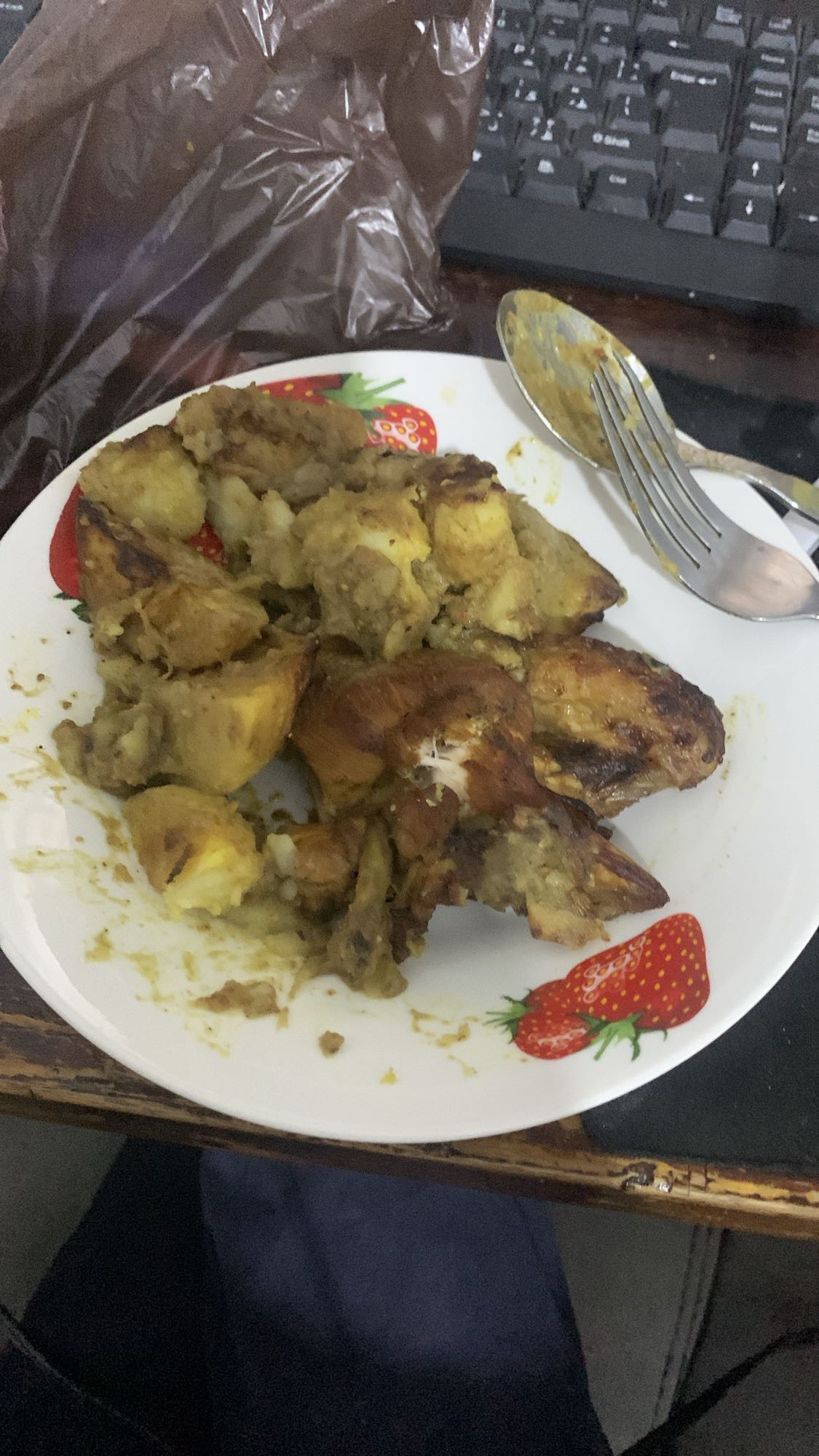 Roast chicken with yam