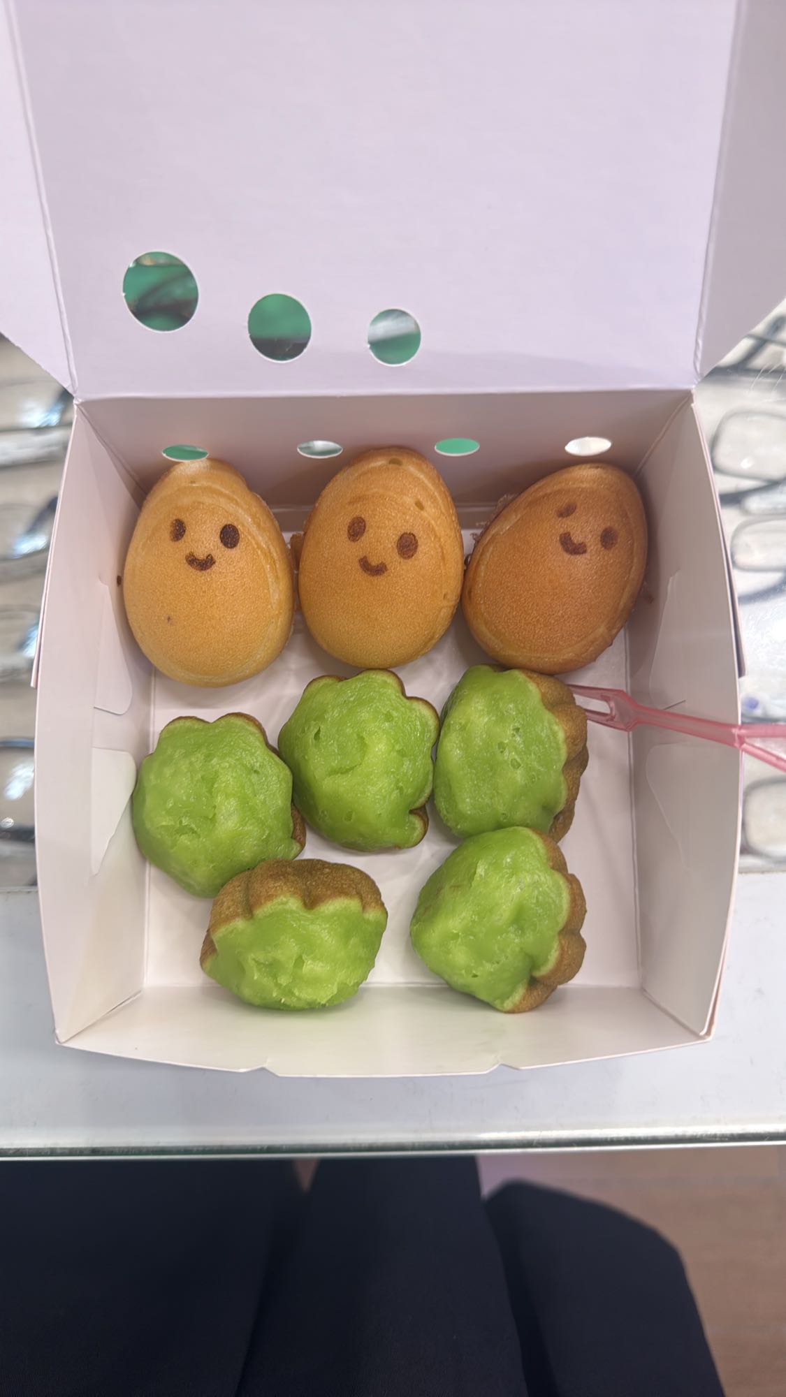 Mini custard, cheese, hotdog egg cakes and pandan cakes