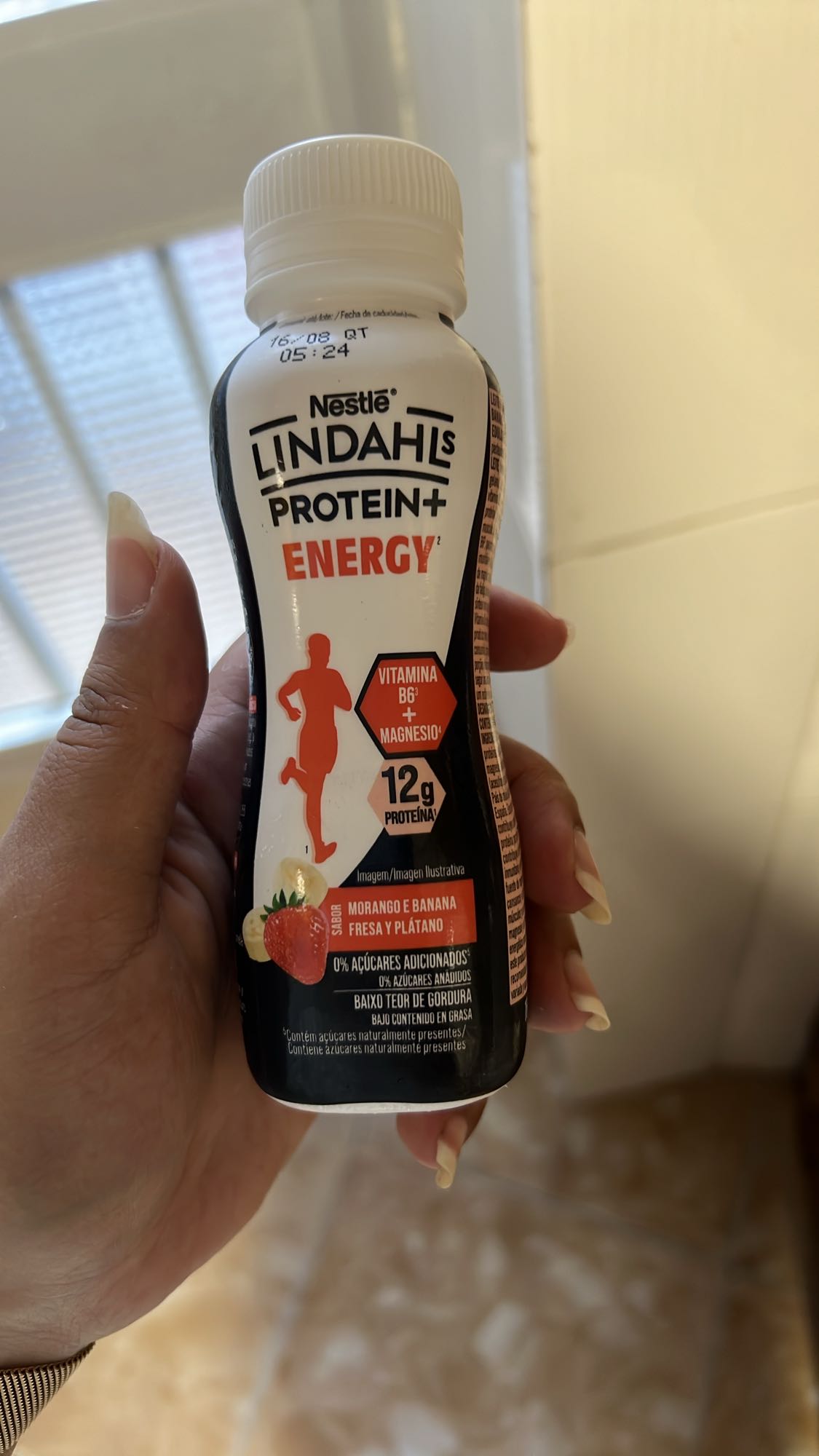 Batido proteína fresa plátano