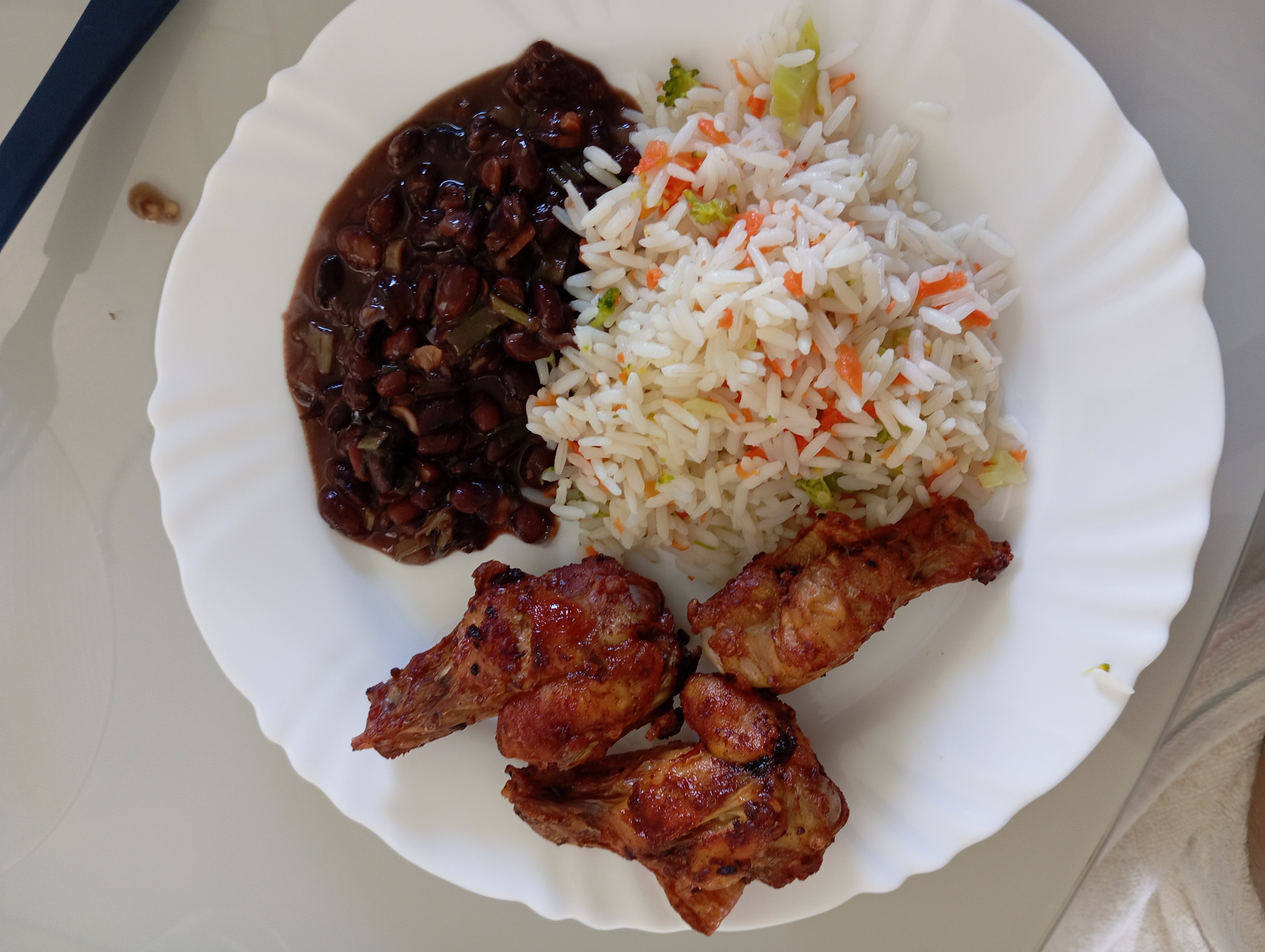 Rice, beans, and chicken