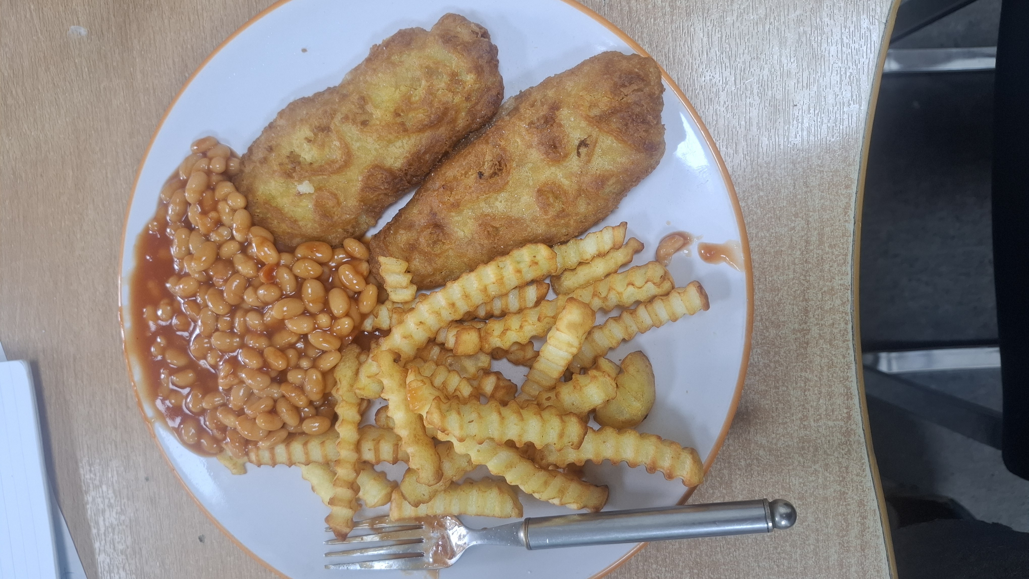 Fish, chips and beans