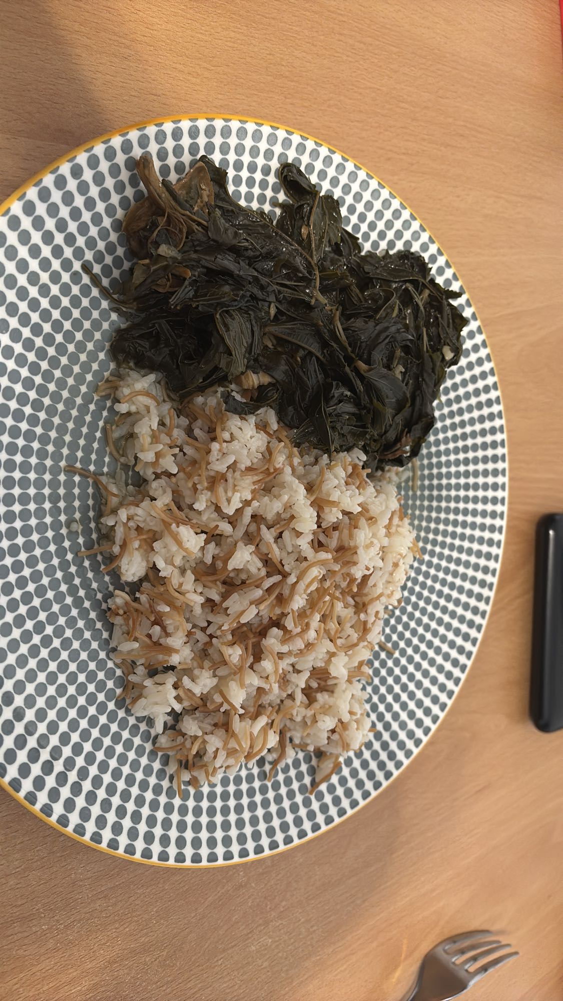 Rice with vermicelli and greens