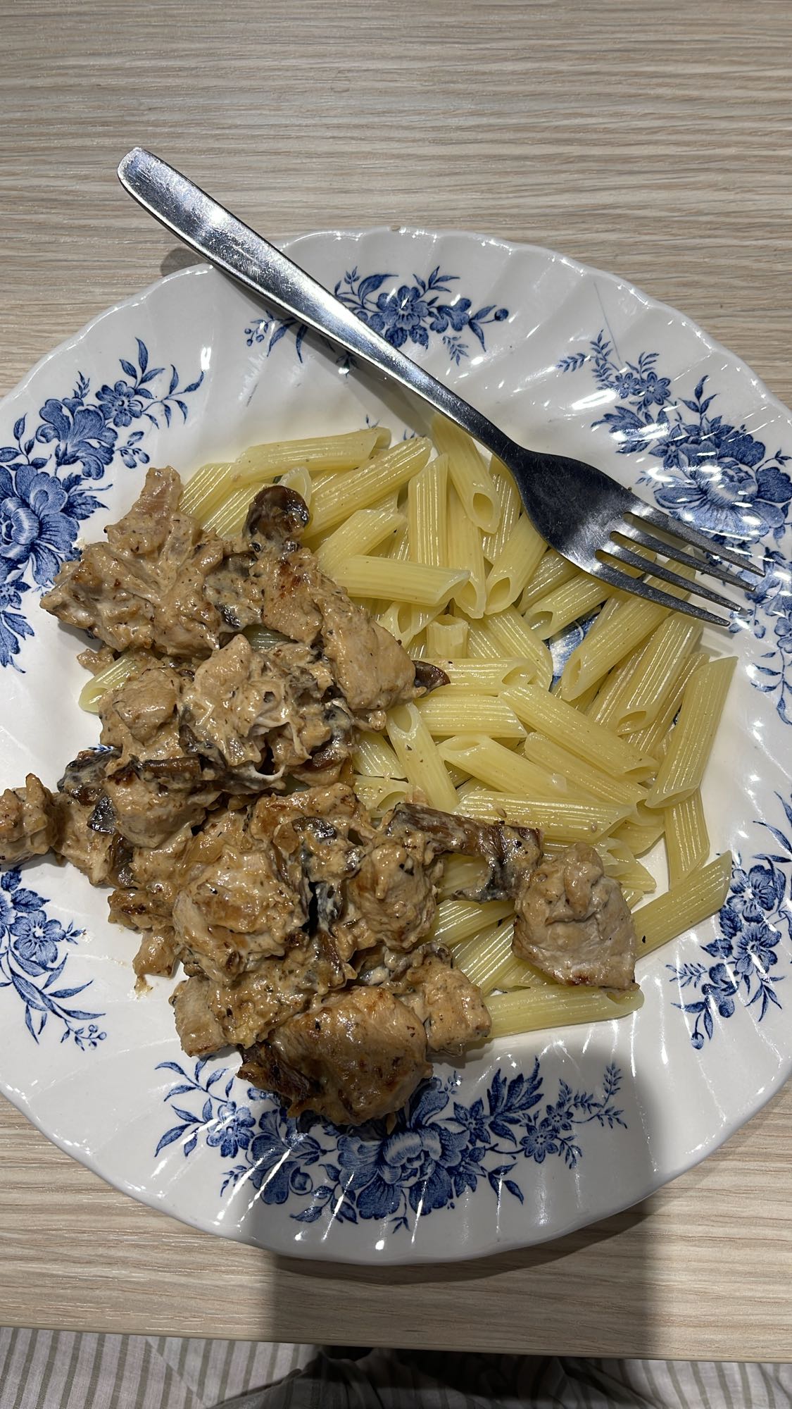 паста с курицей и грибами