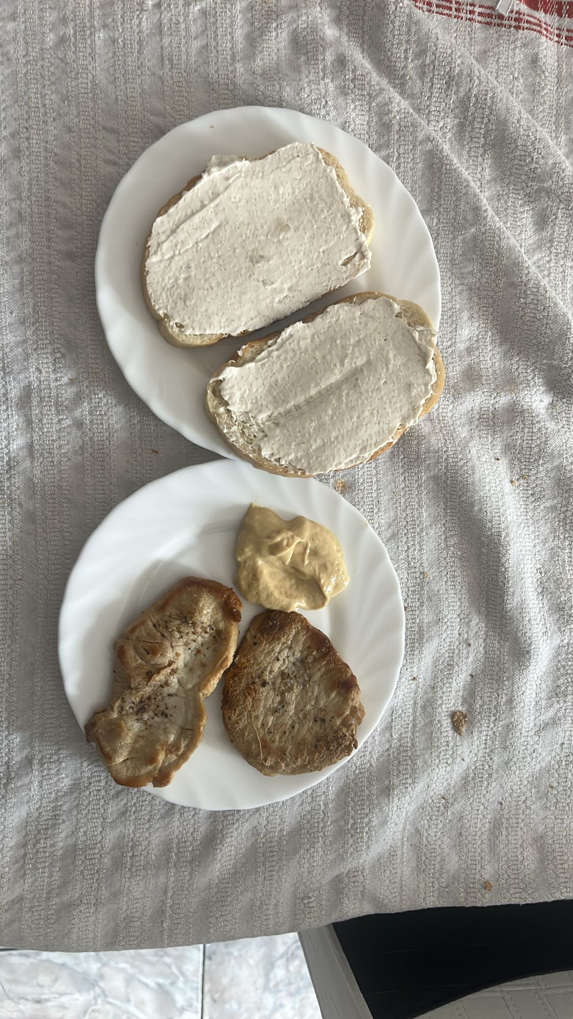 Pork, bread, cream cheese