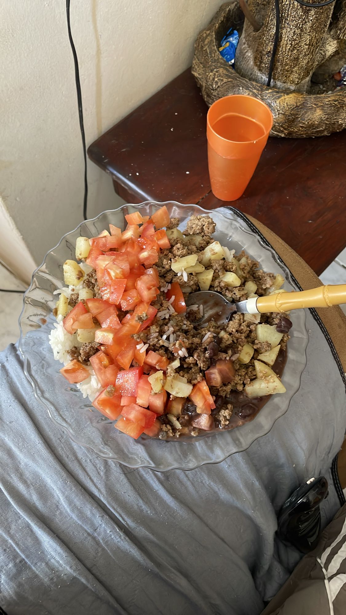 Arroz com carne e legumes