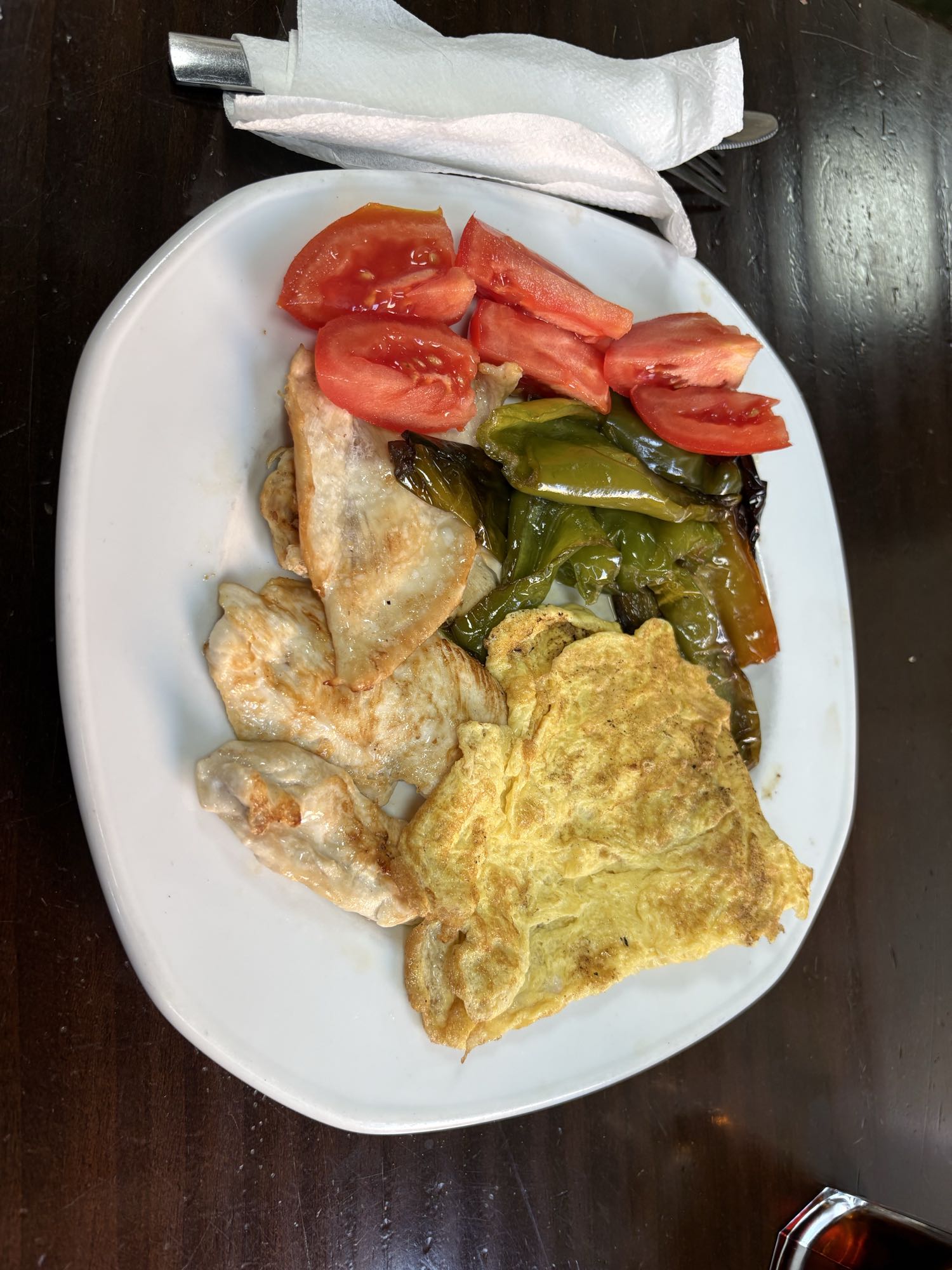 Pollo, tortilla y verduras