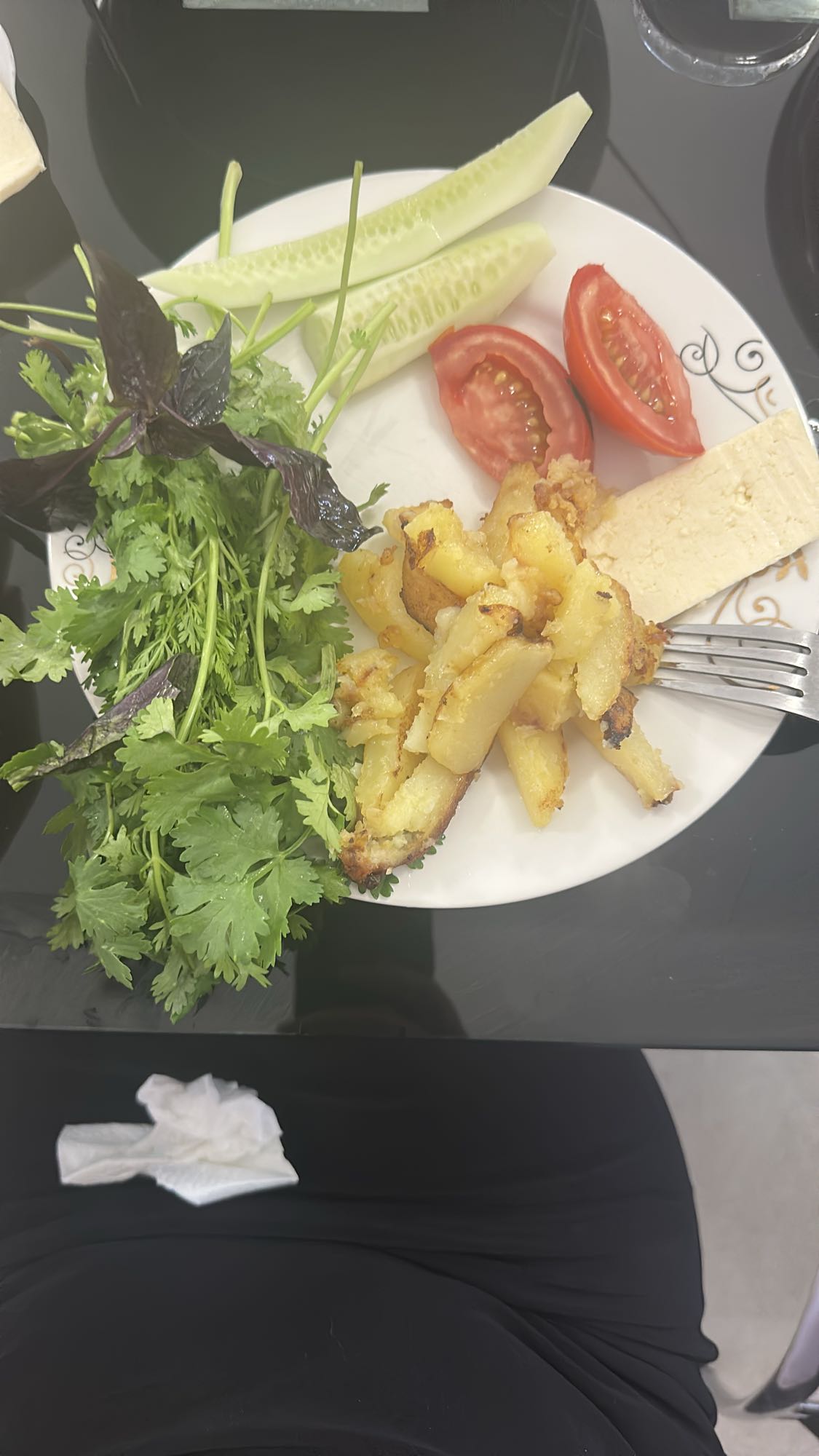 Herb Salad with Potato and Cheese