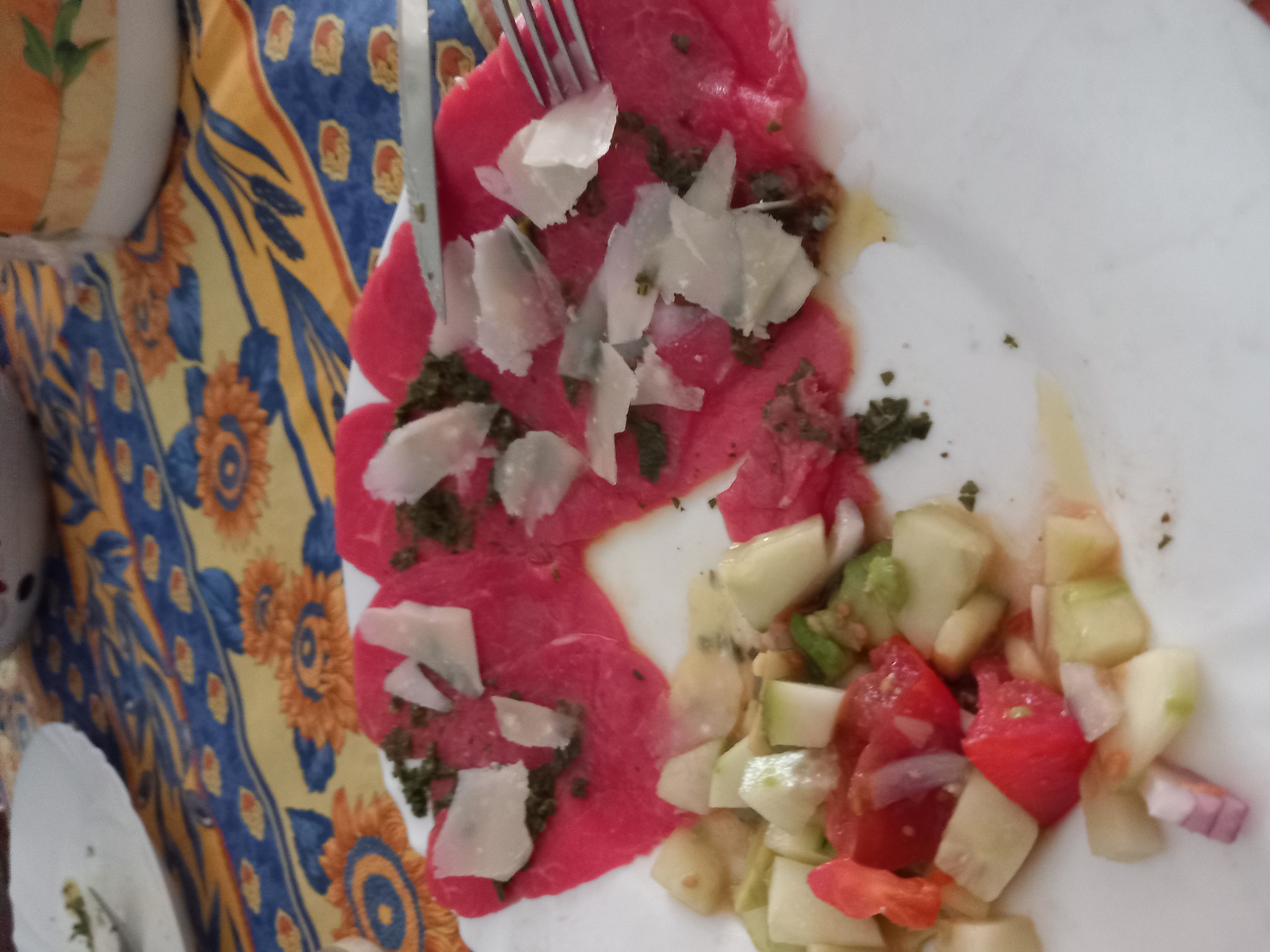 Carpaccio et salade fraîche