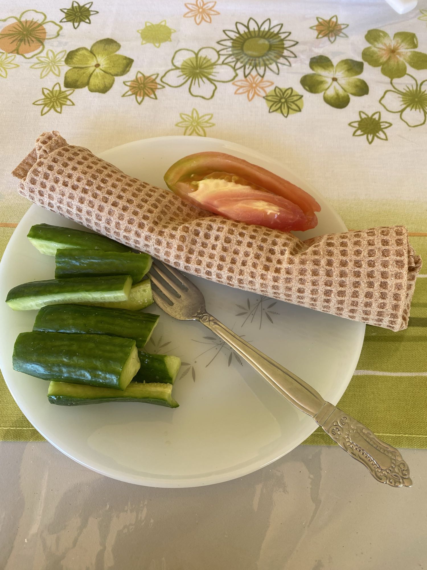 Wrap with cucumber & tomato