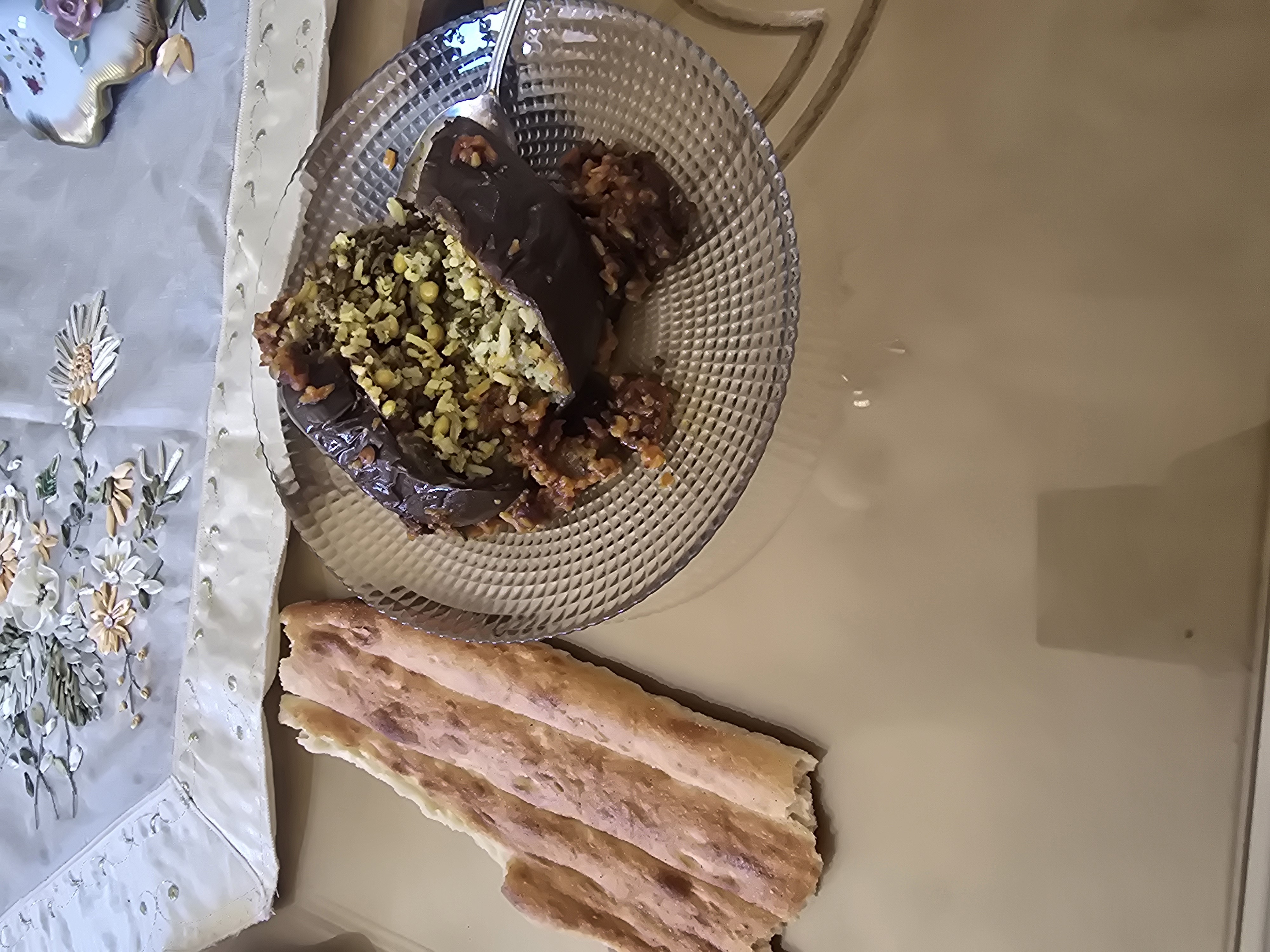 Stuffed Eggplant with Bread