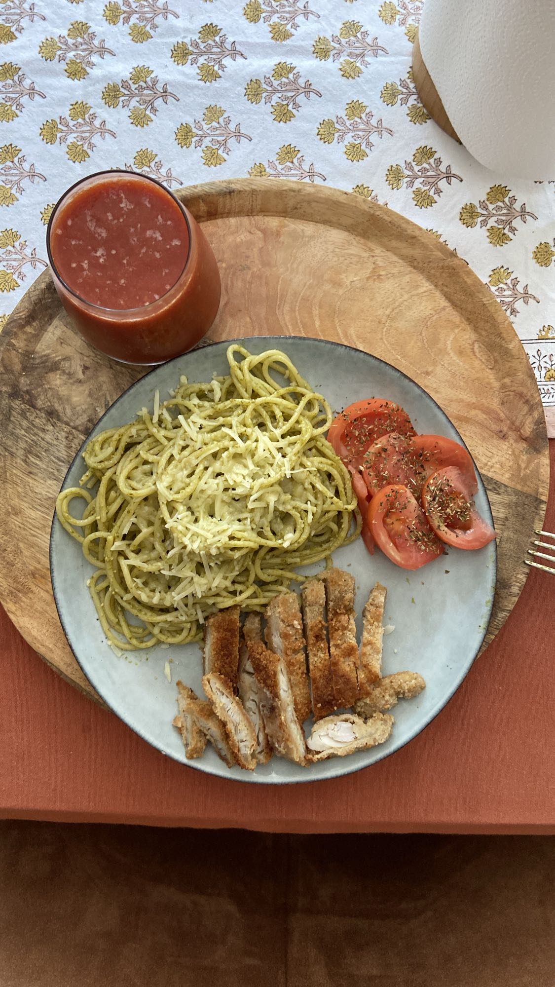 Pâtes au pesto et poulet