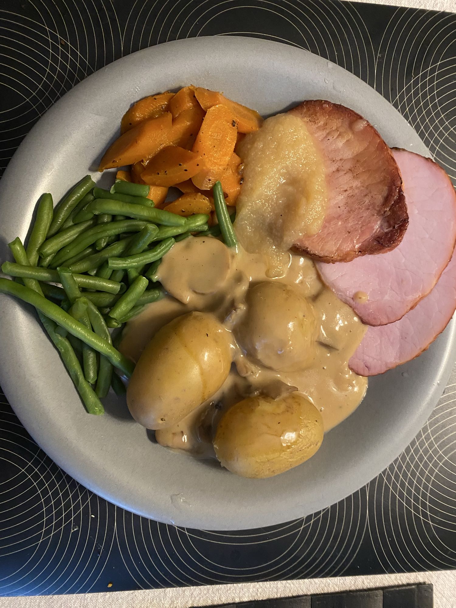 Skinka med potatis och sås