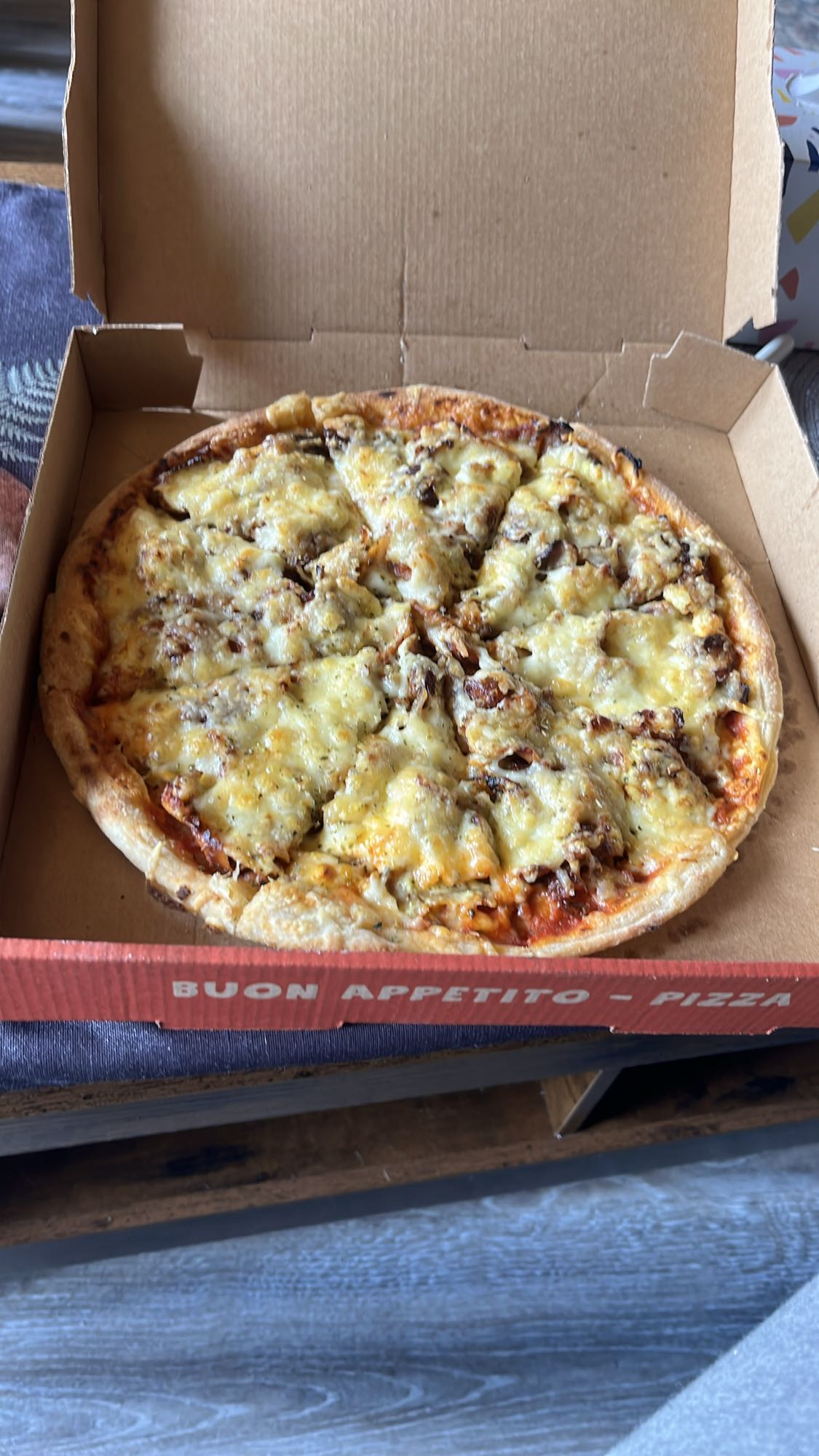 Pizza met kaas en vlees