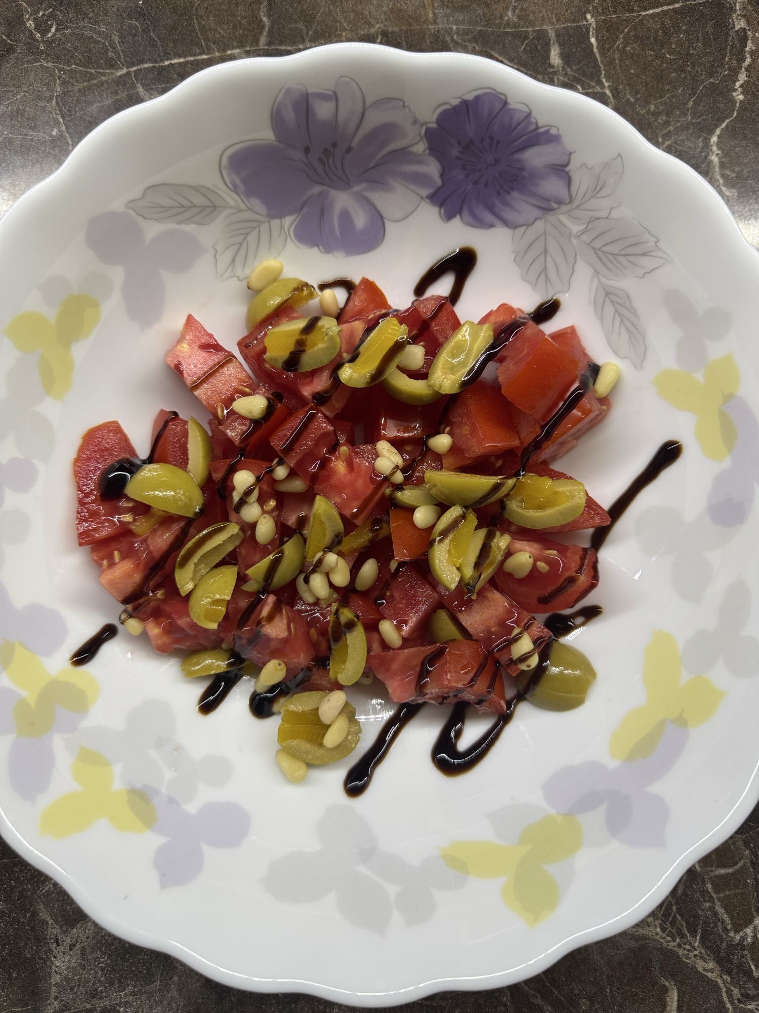 Tomato Olive Pine Nut Salad